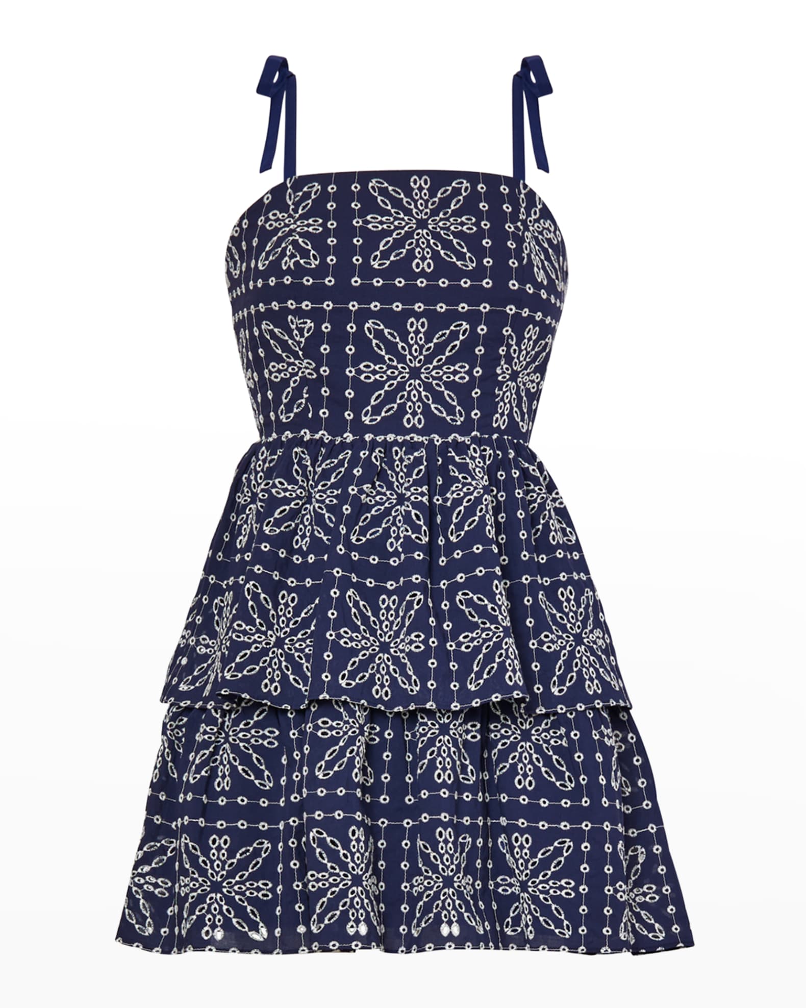 Milly Easton Tiered Eyelet Mini Dress | Neiman Marcus