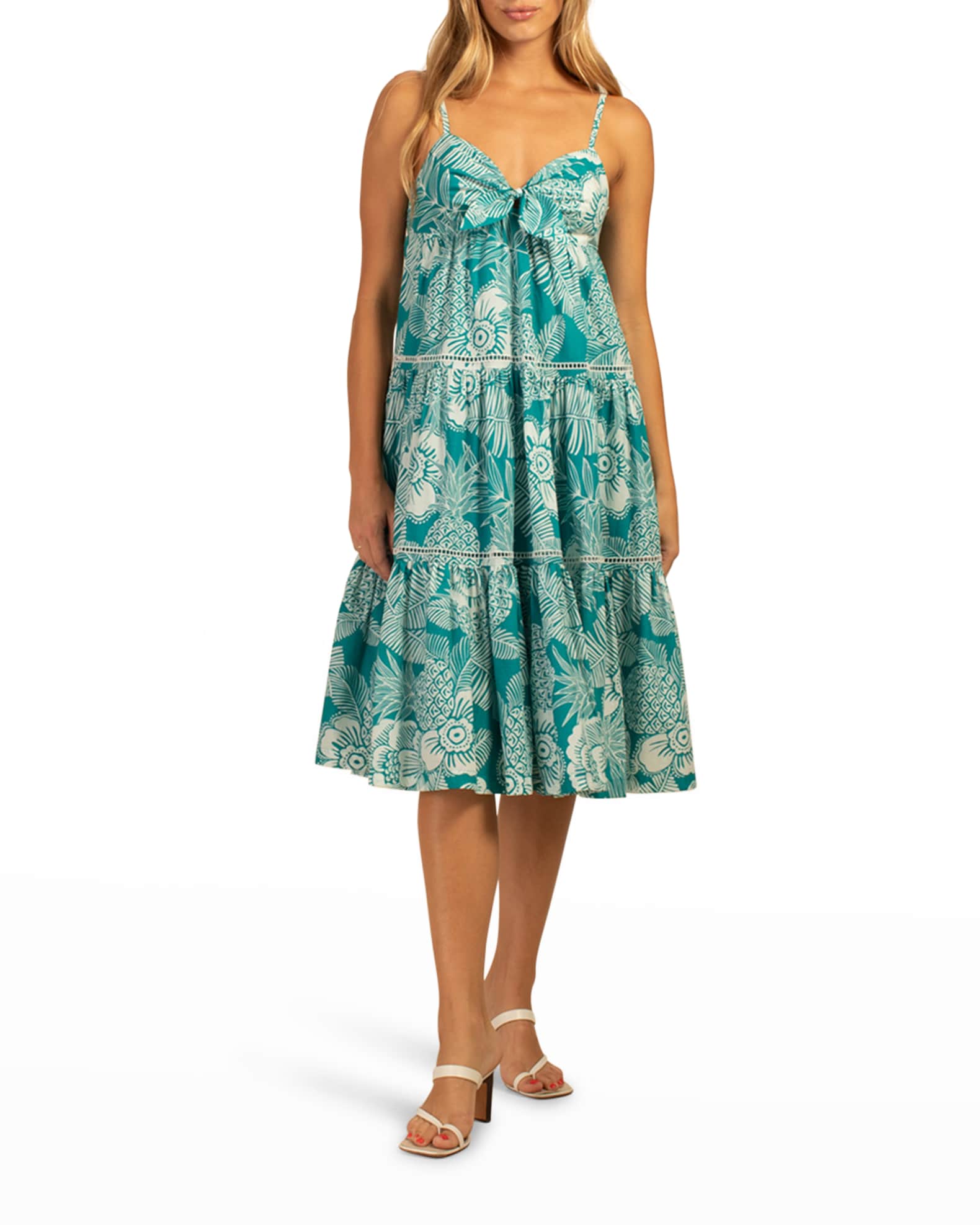 Trina Turk Glorious Tiered BotanicalPrint Dress Neiman Marcus
