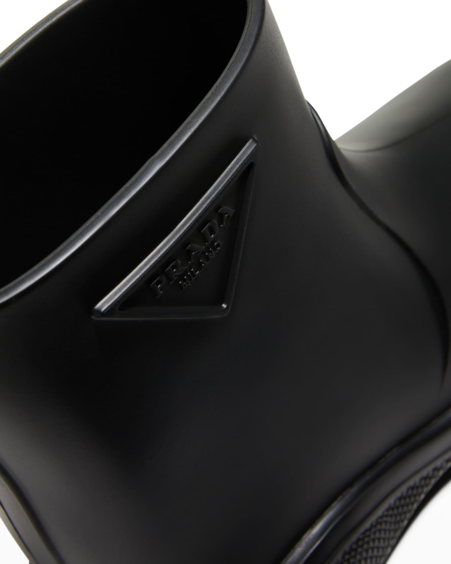 Prada Men's Rubber Triangle Logo Ankle Boots Neiman Marcus