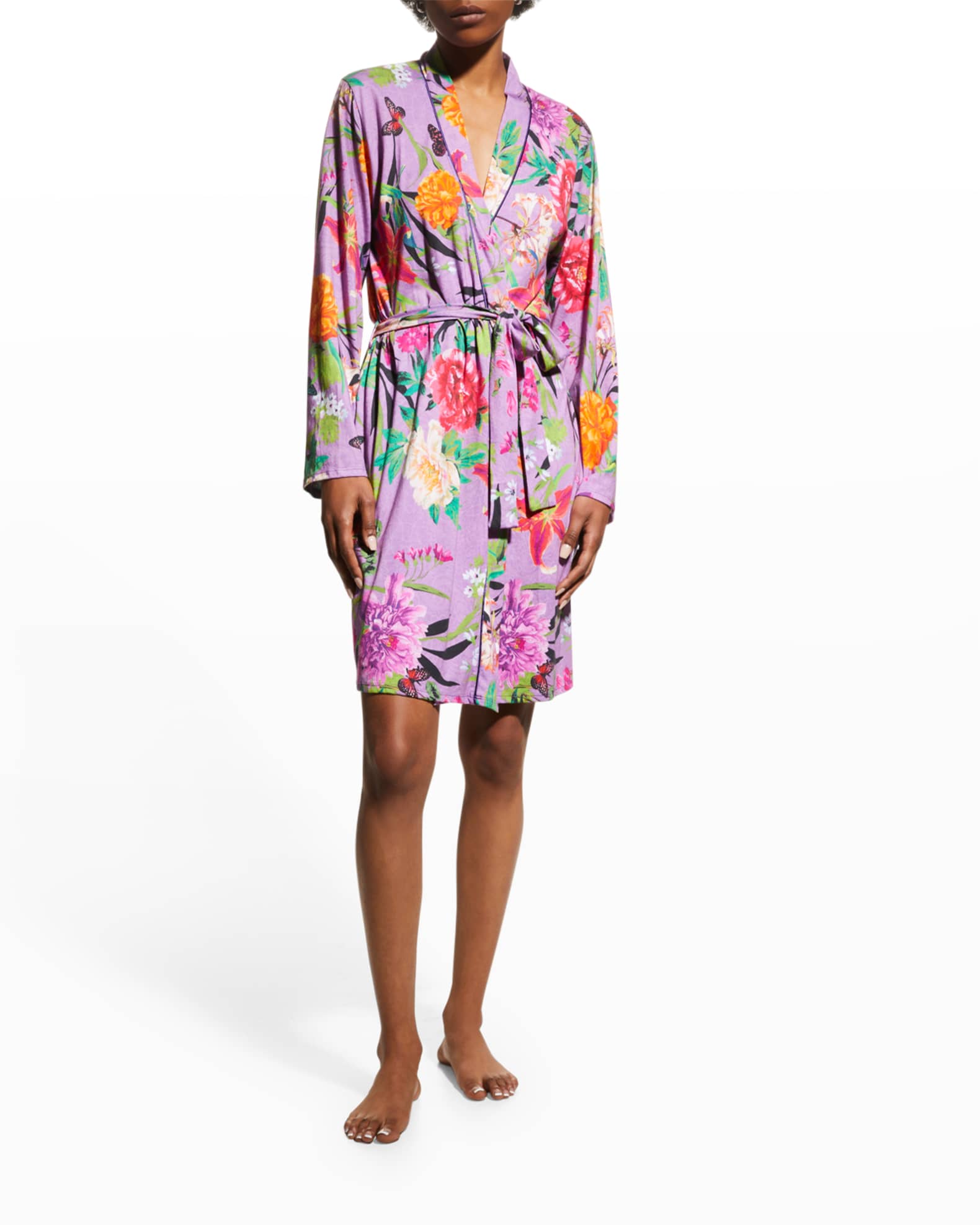 Johnny Was Goza Floral-Print Sleep Robe | Neiman Marcus