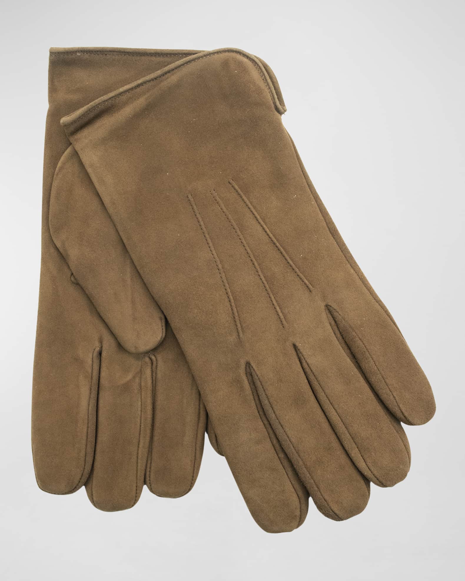 Bergdorf Goodman Men's Cashmere-Lined Suede Gloves