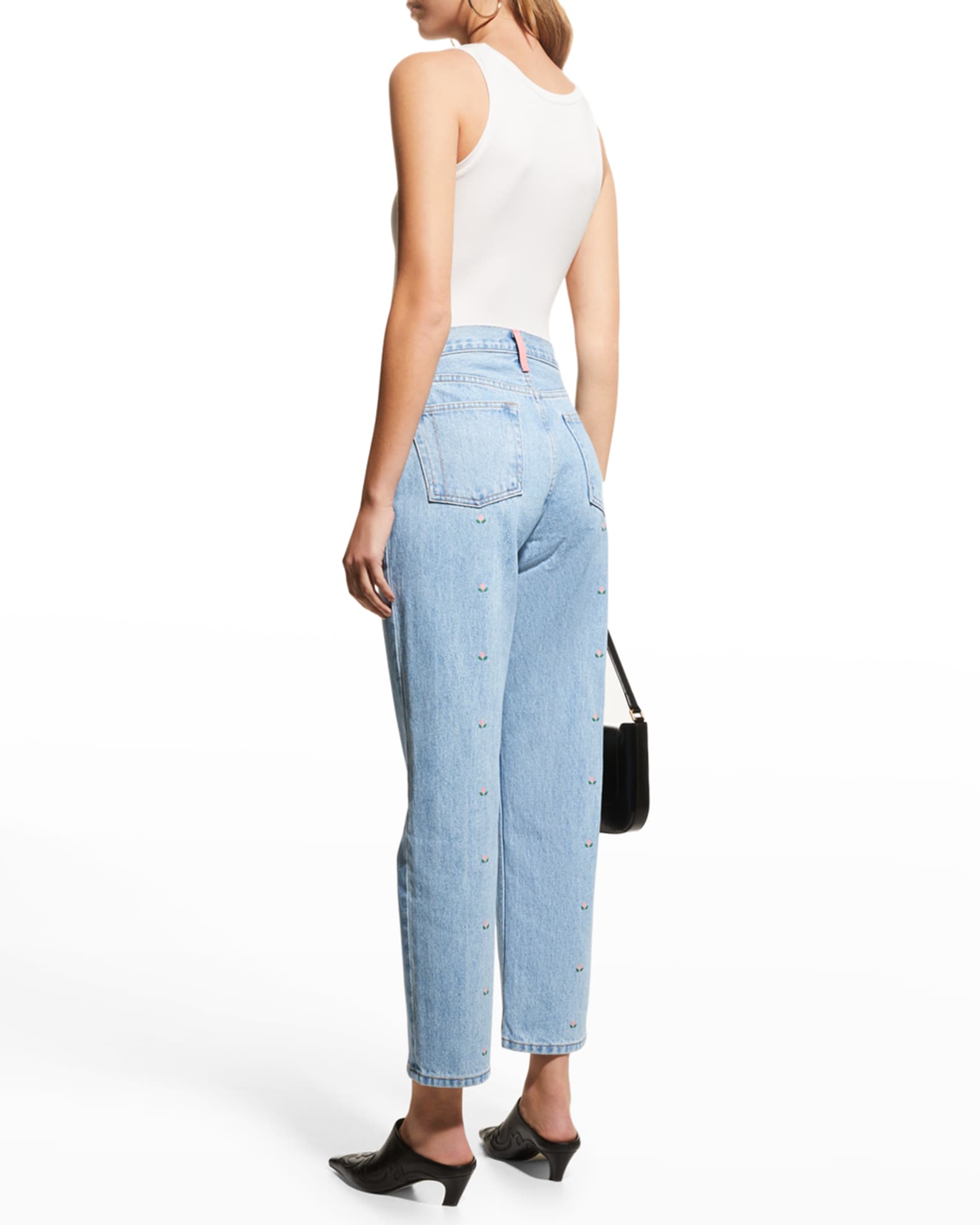 Still Here Baby Flower Tate Straight-Leg Embroidered Jeans | Neiman Marcus