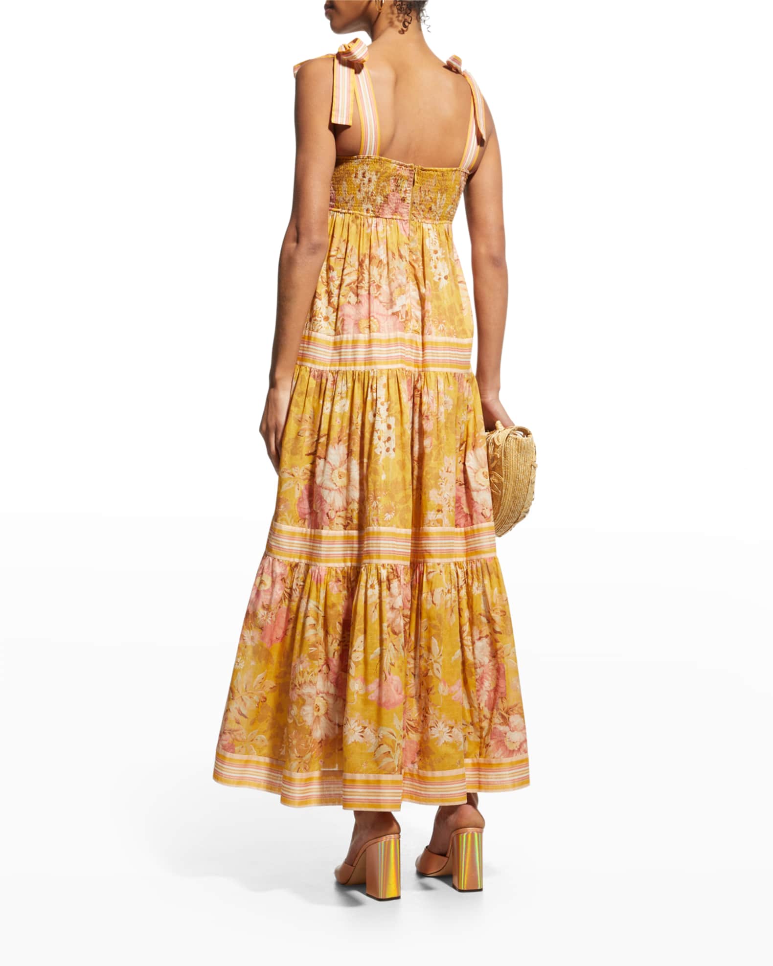 Zimmermann Pattie Floral Tie-Shoulder Empire Waist Midi Dress | Neiman ...