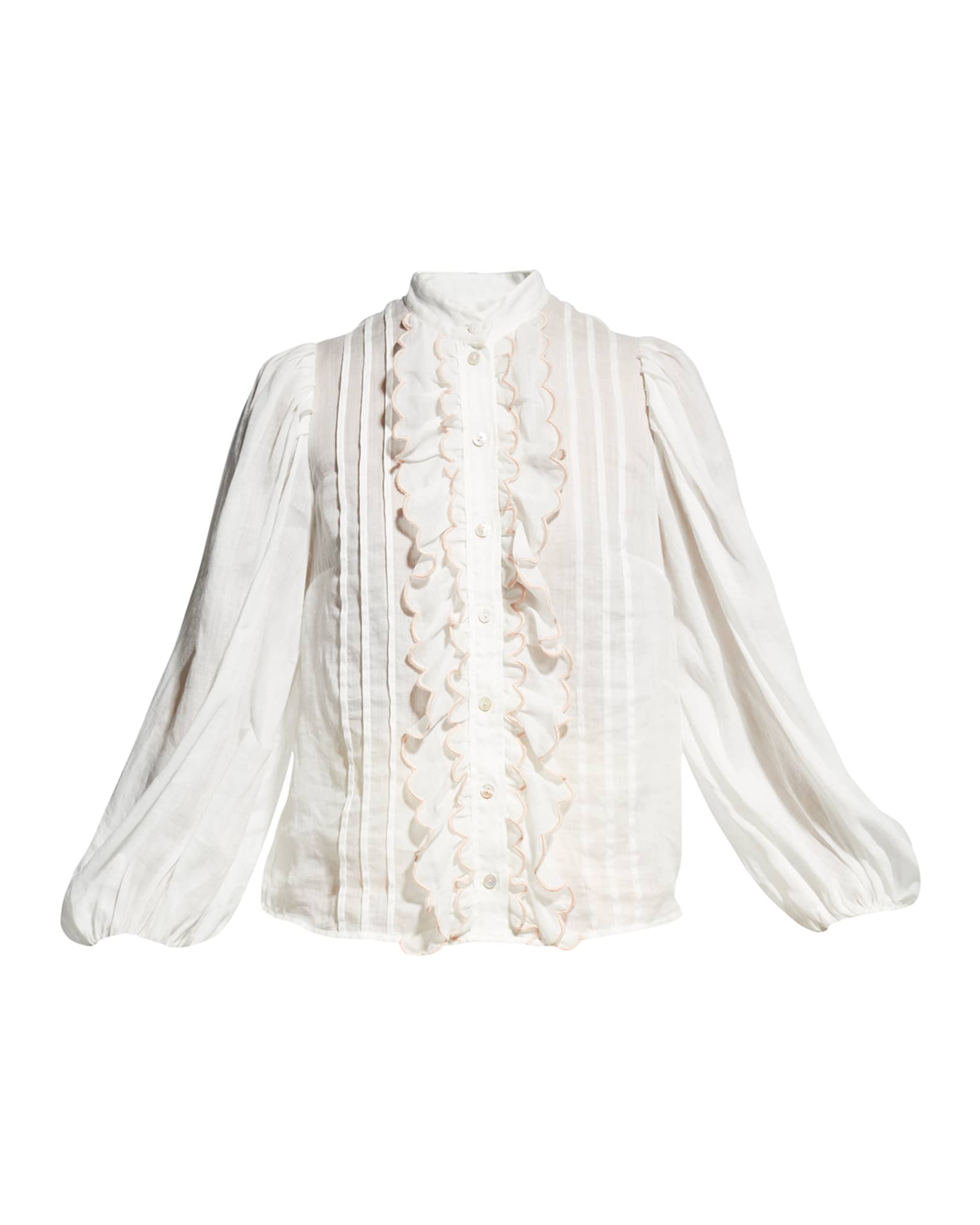 Zimmermann Jeannie Floral Button-Front Embroidered Yoke Blouse | Neiman ...