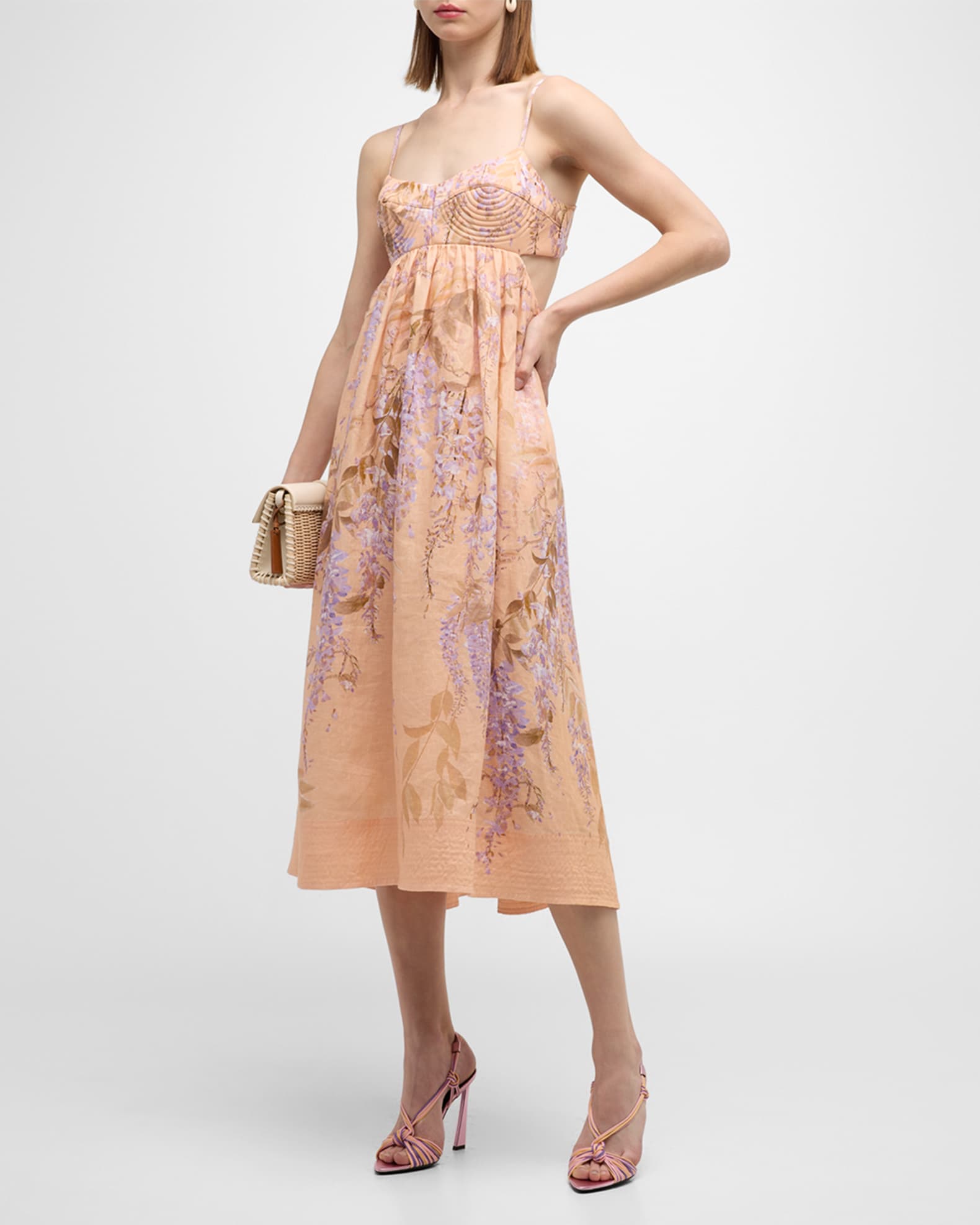 Zimmermann Pattie Floral Button-Front Mini A-Line Dress | Neiman Marcus