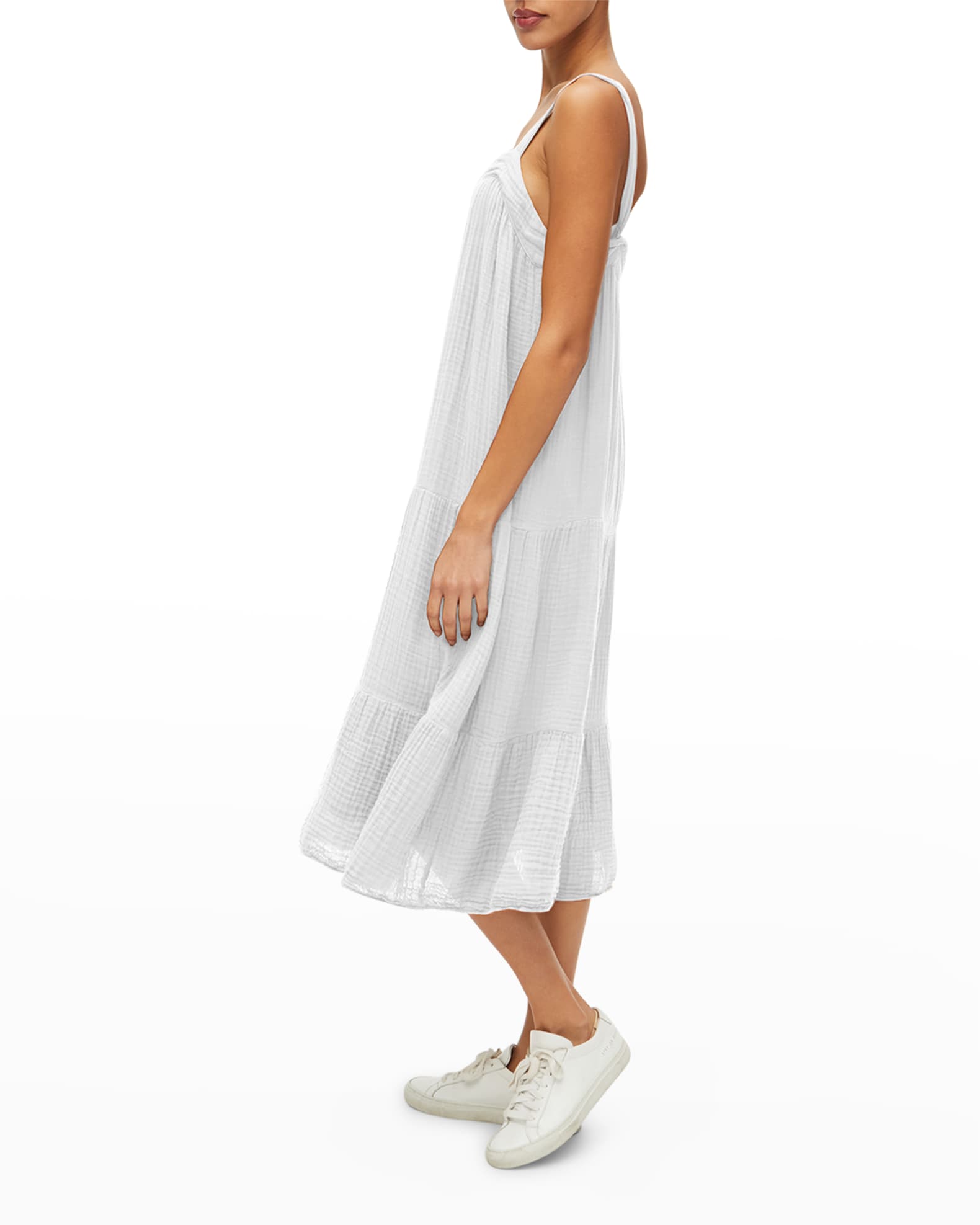 Michael Stars Evie Crinkle Gauze Tiered Midi Dress Neiman Marcus