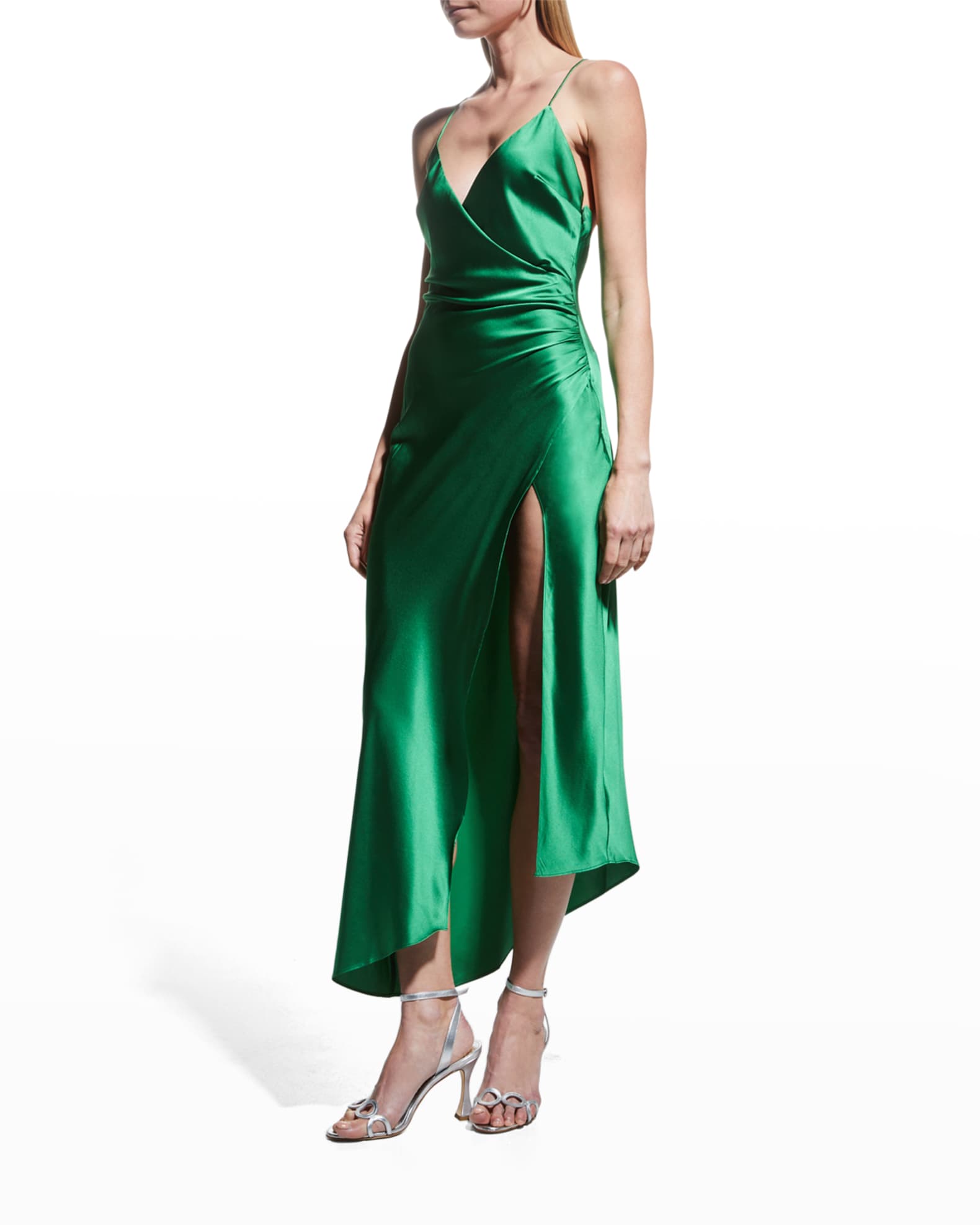 SER.O.YA Emma Silk Wrap Slip Dress | Neiman Marcus