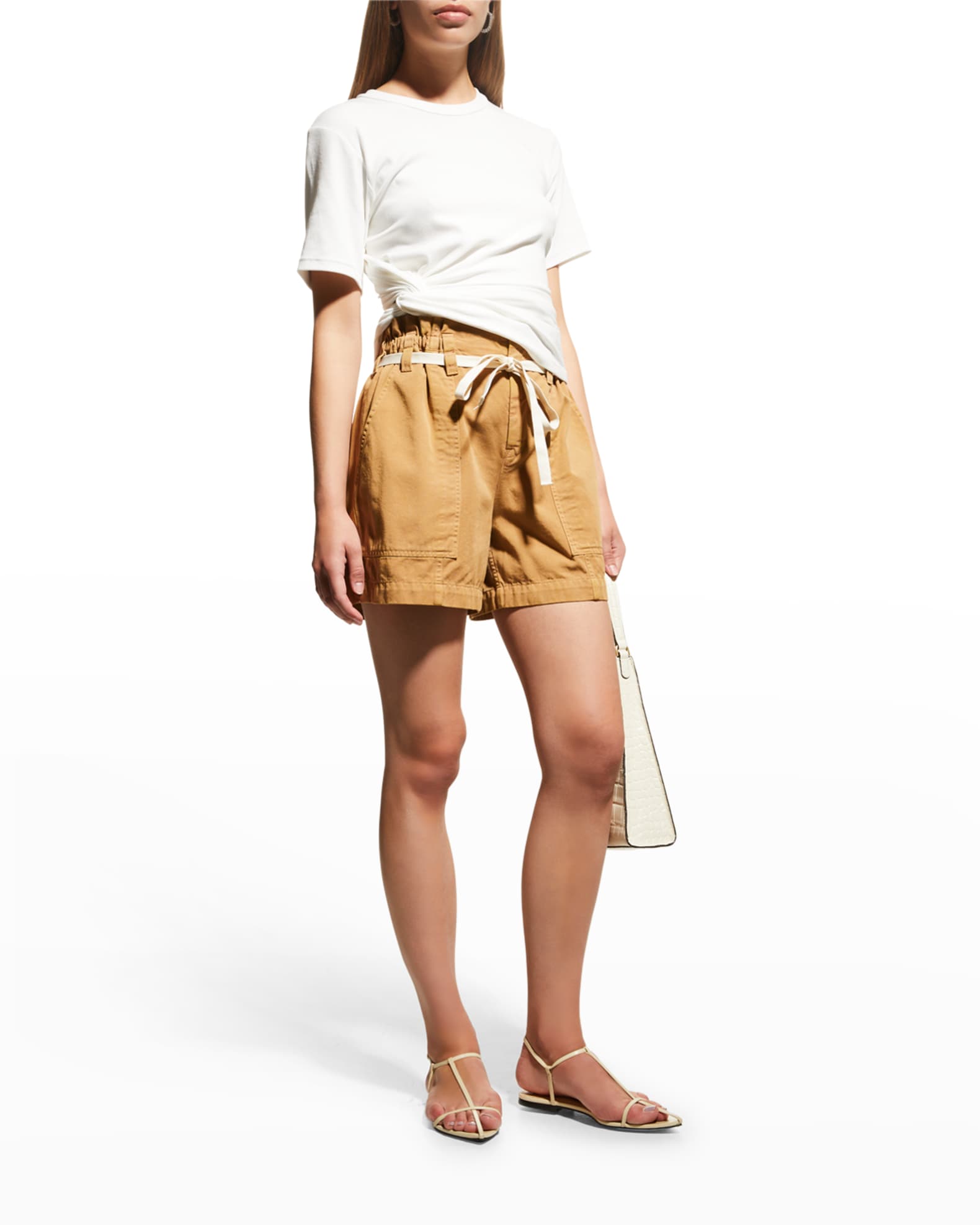 A.L.C. Augusta Belted Paper Bag Waist Cargo Shorts | Neiman Marcus