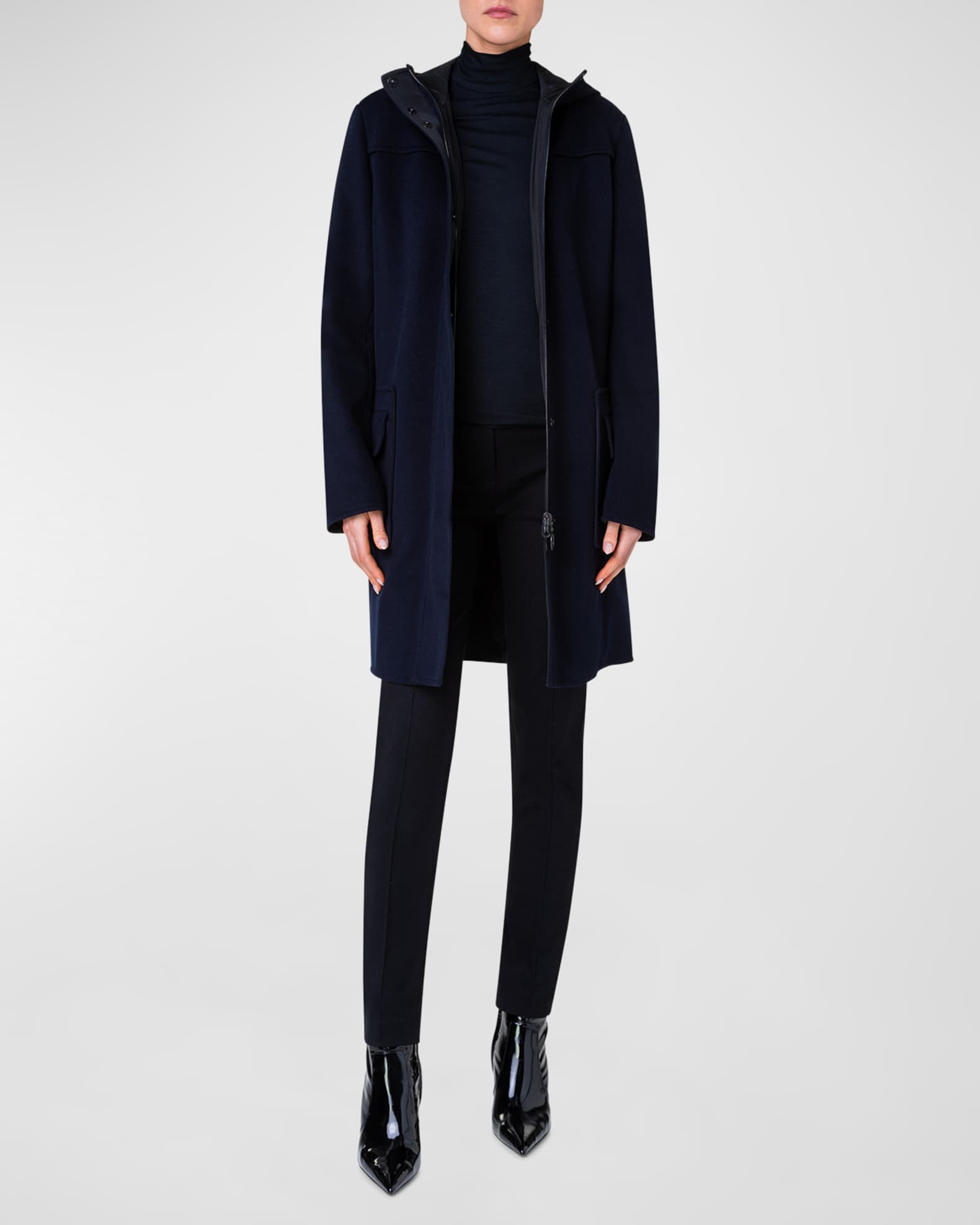 Akris punto Duffle Reversible Hooded Coat | Neiman Marcus