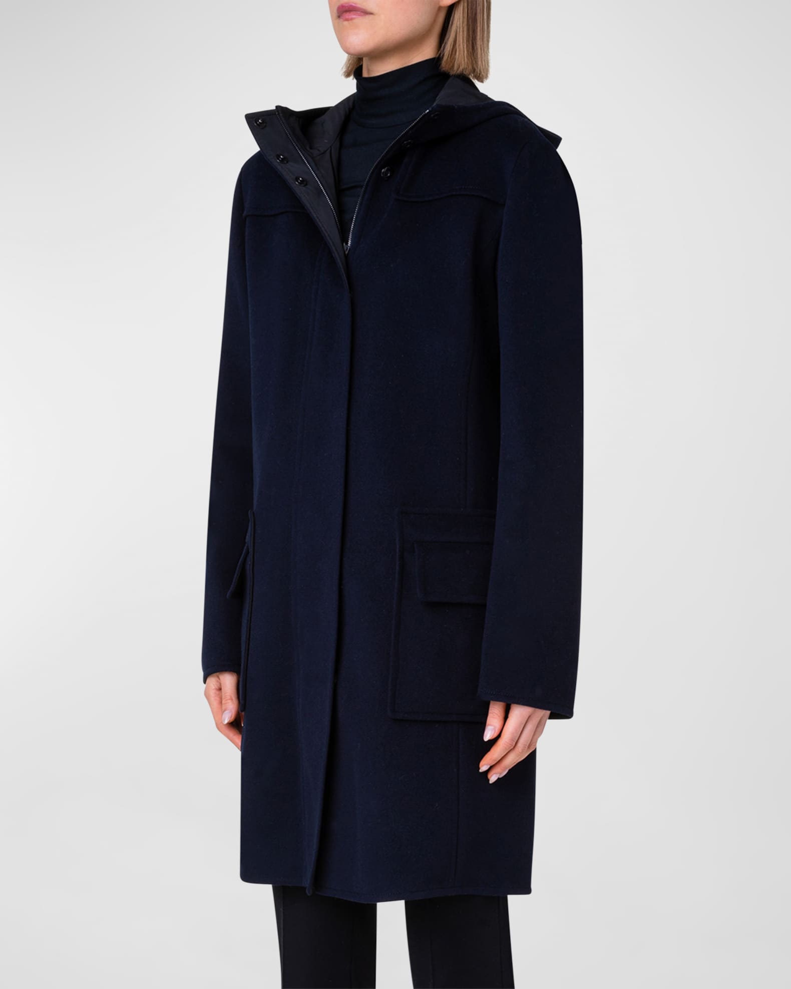 Akris punto Duffle Reversible Hooded Coat | Neiman Marcus