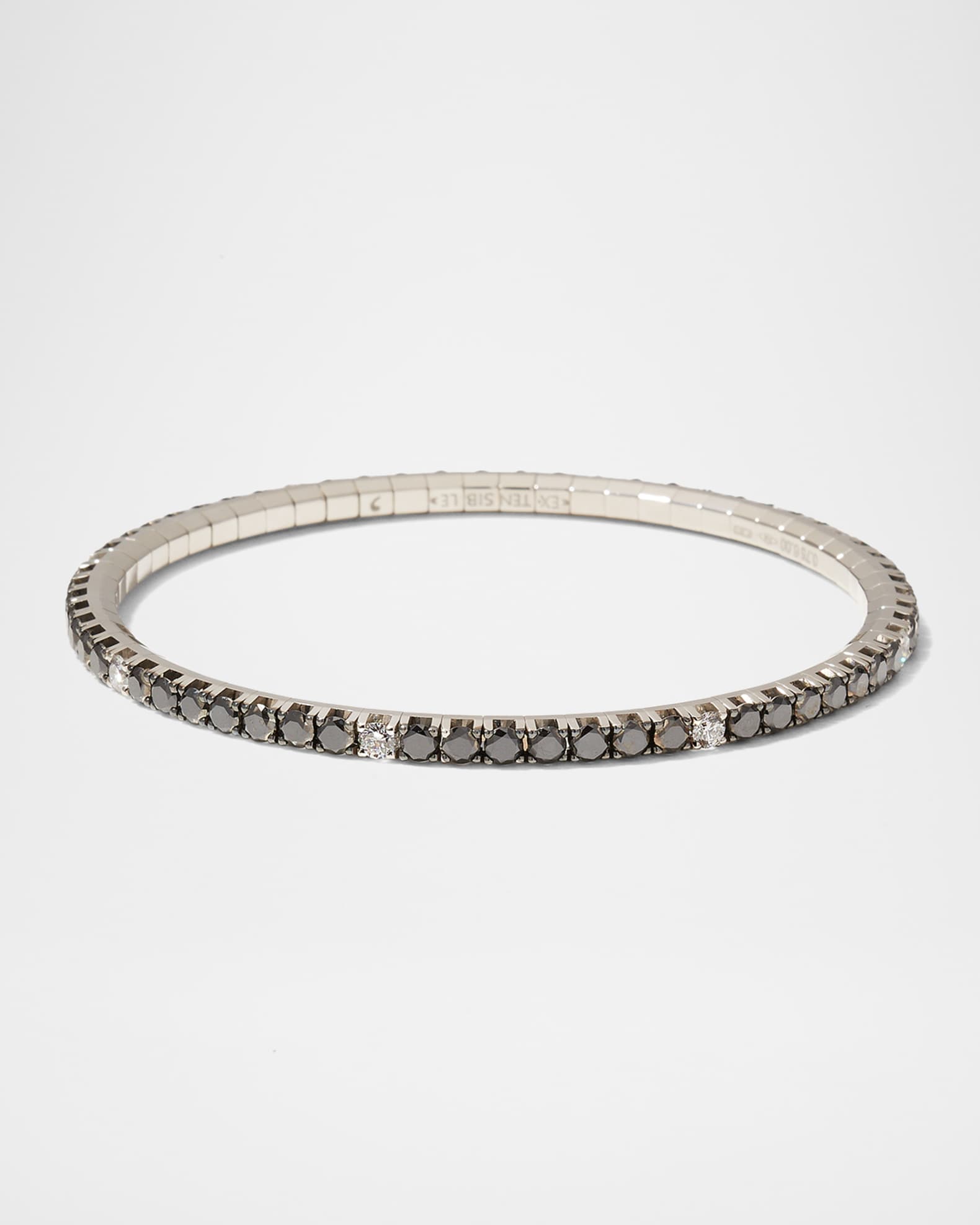 18K White Gold Stretch Tennis Bracelet with Black and White Diamonds 0