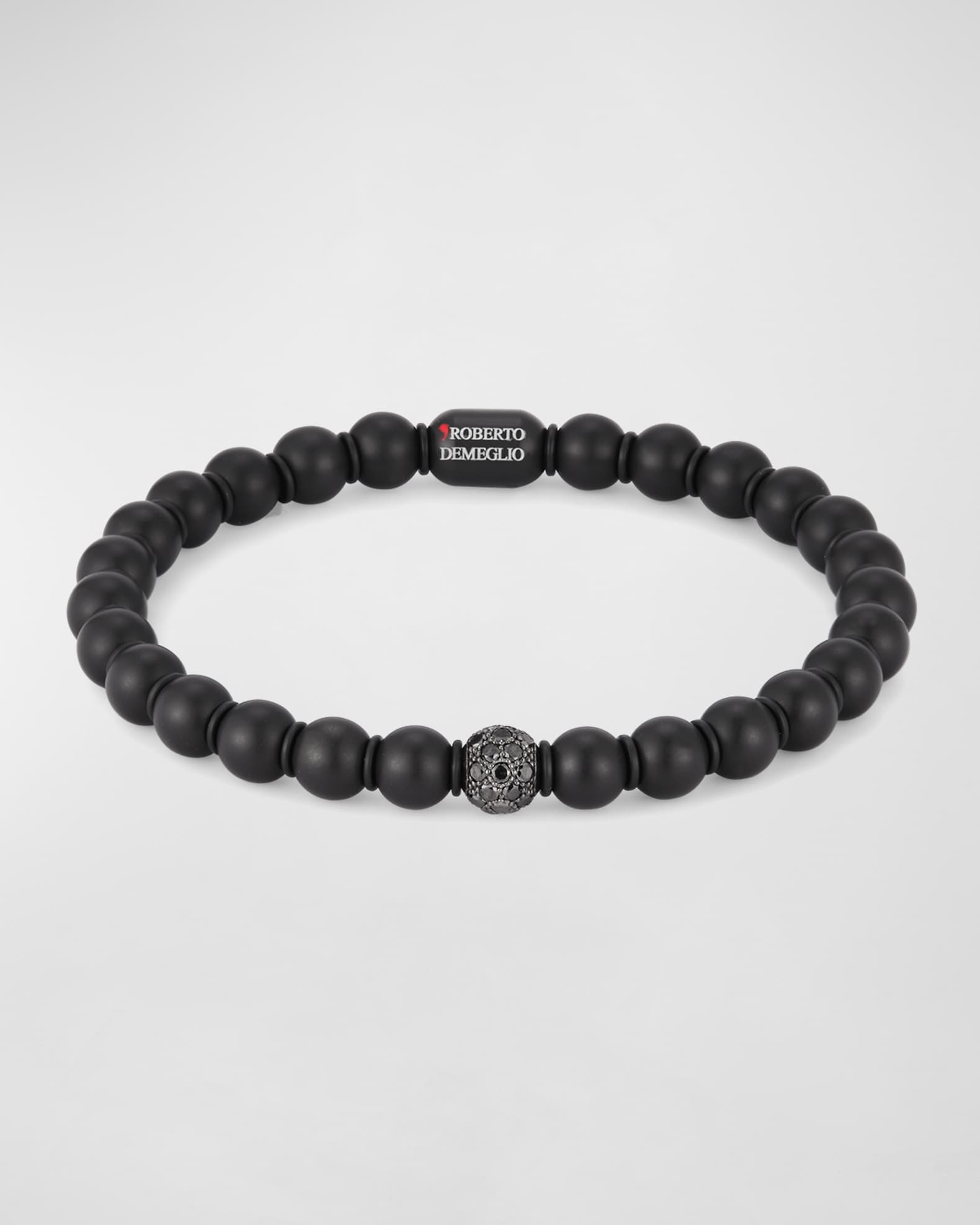 Men's Matte Black Ceramic Rondelle Bracelet 0