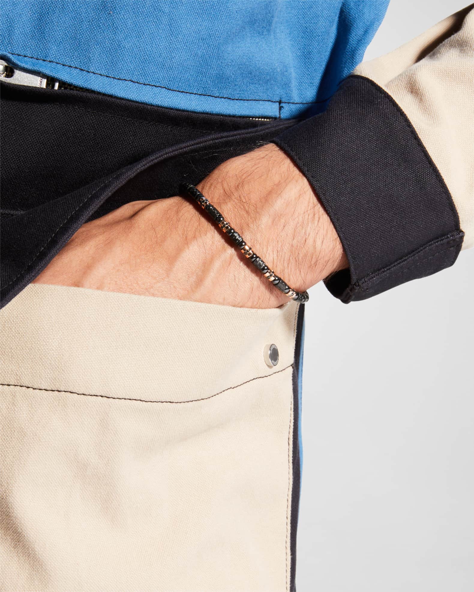 Men's Black Carbon Bracelet with 5 Rose Gold Sections 1