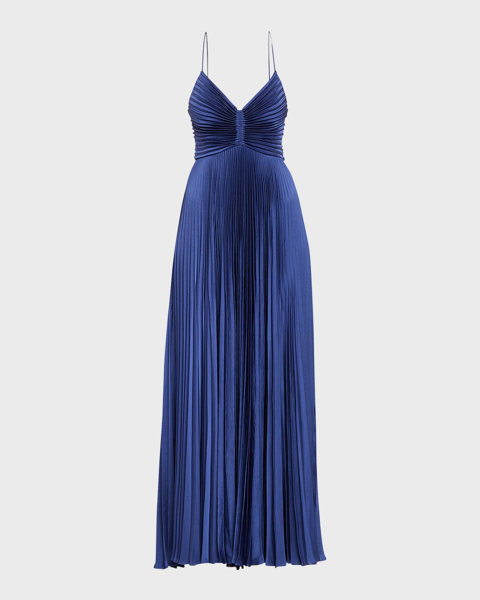 A.L.C. Aries Pleated Open-Back Maxi Dress | Neiman Marcus