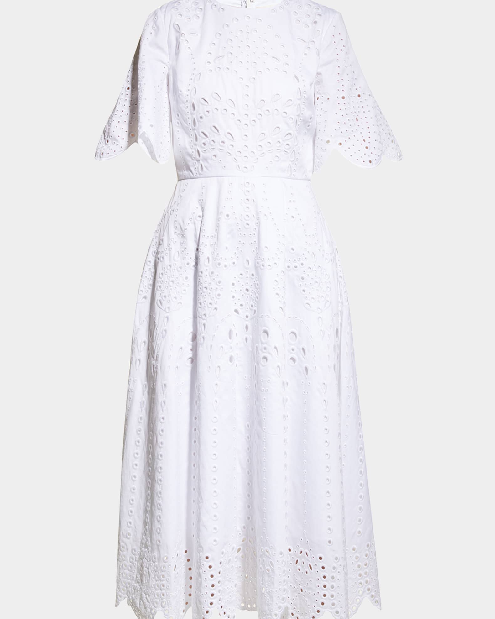 Scalloped eyelet midi dress online