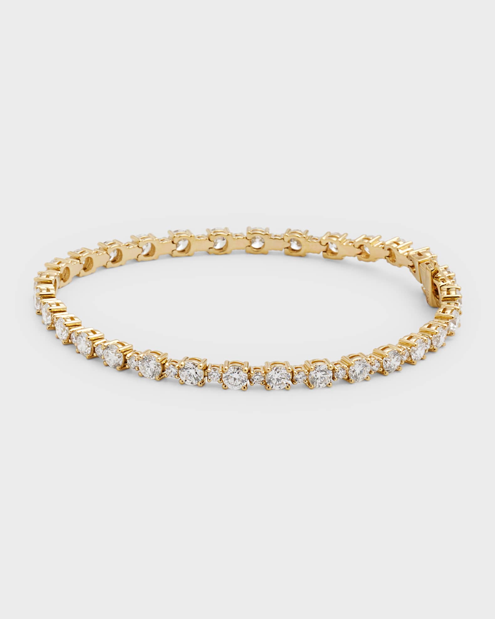 18k Yellow Gold Round Diamond Tennis Bracelet, 7.11tcw, 7"L 0