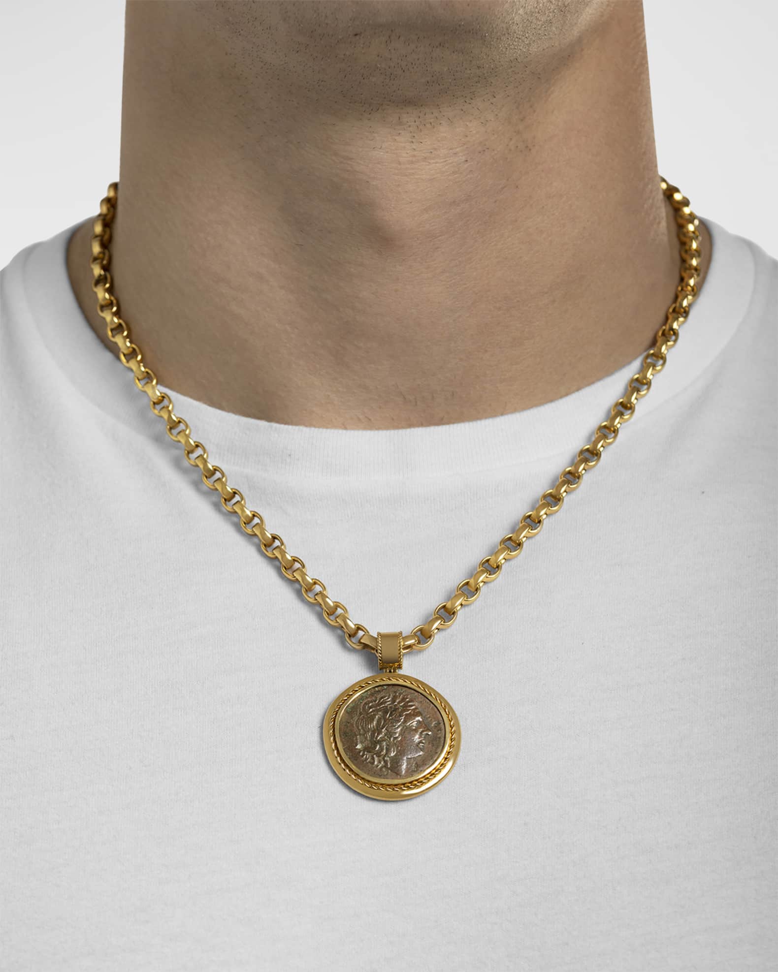 Jorge Adeler Men's 18K Yellow Gold Apollo Coin Pendant | Neiman Marcus