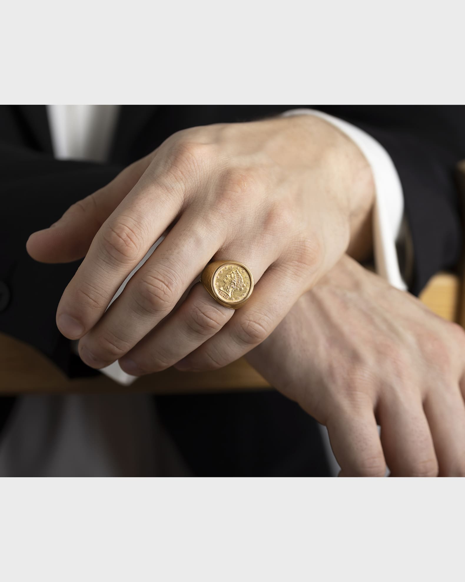 Jorge Adeler Men s 18K Yellow Gold 1878 2.5 Dollar Coin Ring Neiman Marcus