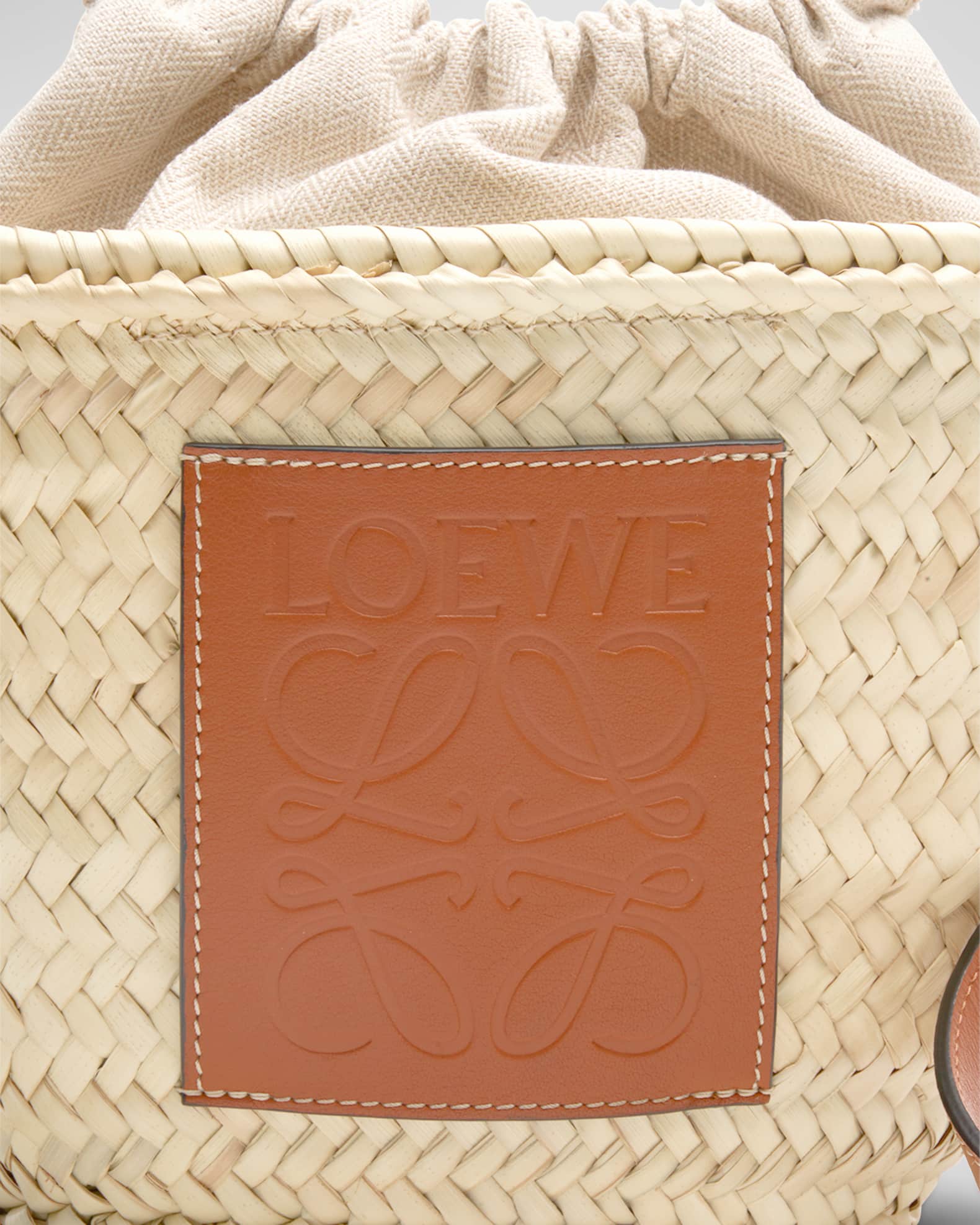 Loewe X Paula's Ibiza Pochette Logo-patch Raffia And Leather