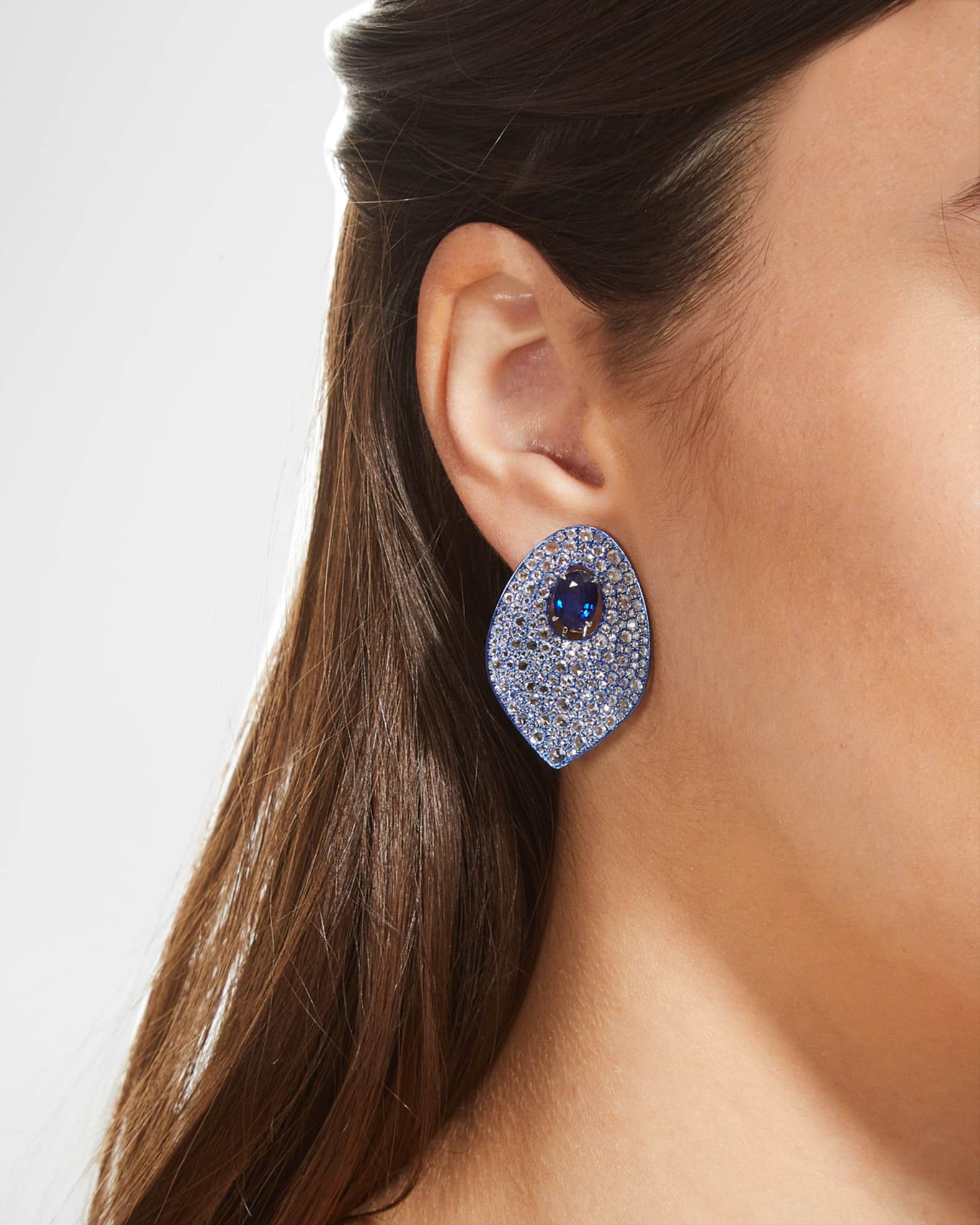 Blue Rhodium, Sapphire and Diamond Earrings 1