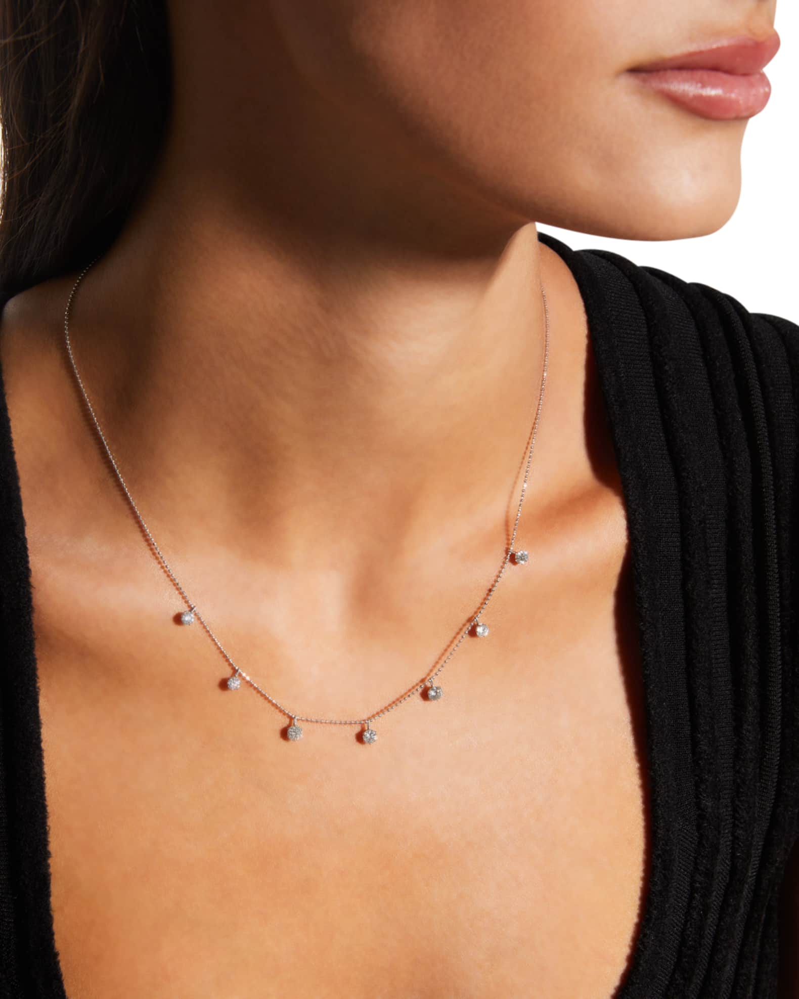 Graziela Medium Floating Diamond Necklace in White Gold