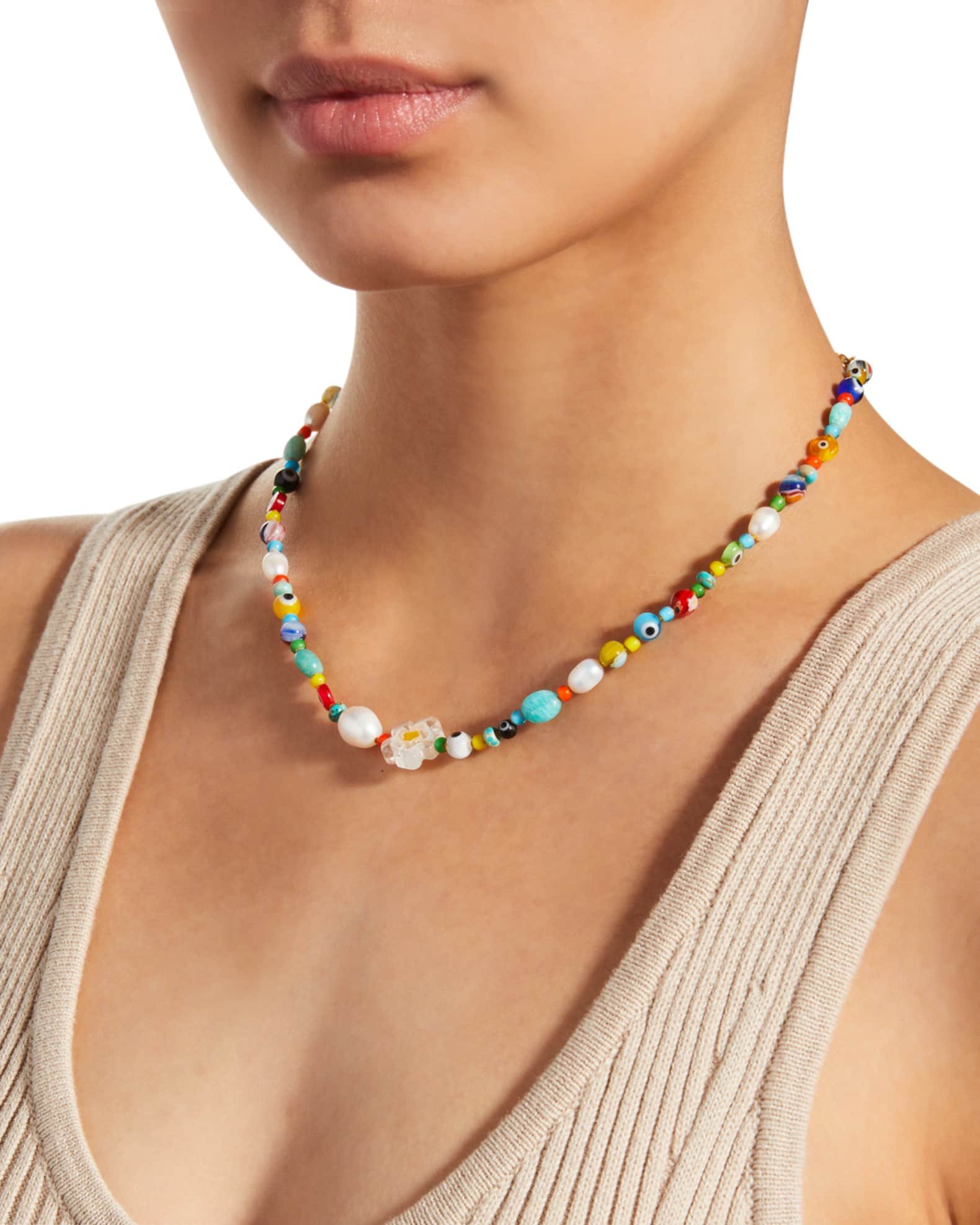 Tai Beaded Necklace with Pearls | Neiman Marcus