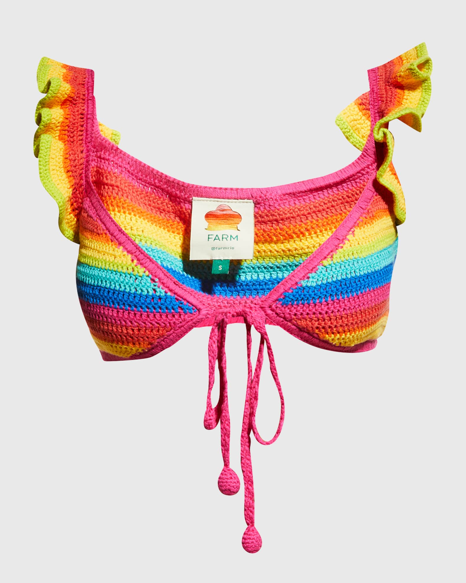 Farm Rio Rainbow Crochet Bikini Top Neiman Marcus
