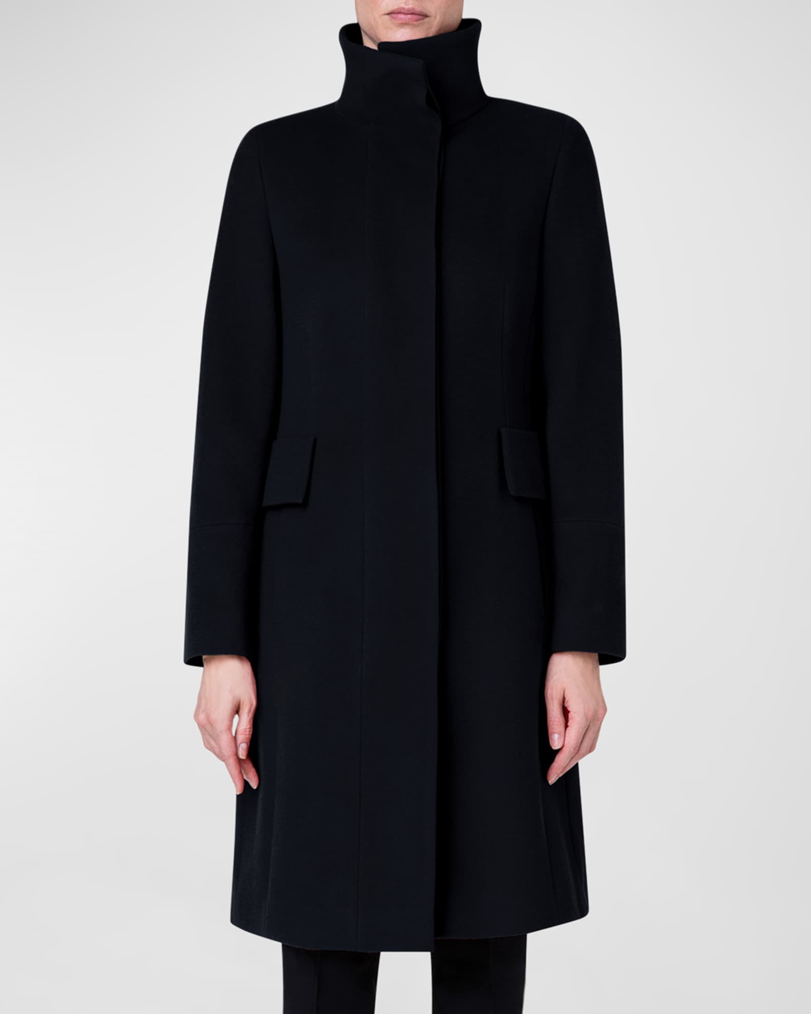 Akris punto Duffle Knee Length Wool Coat Neiman Marcus