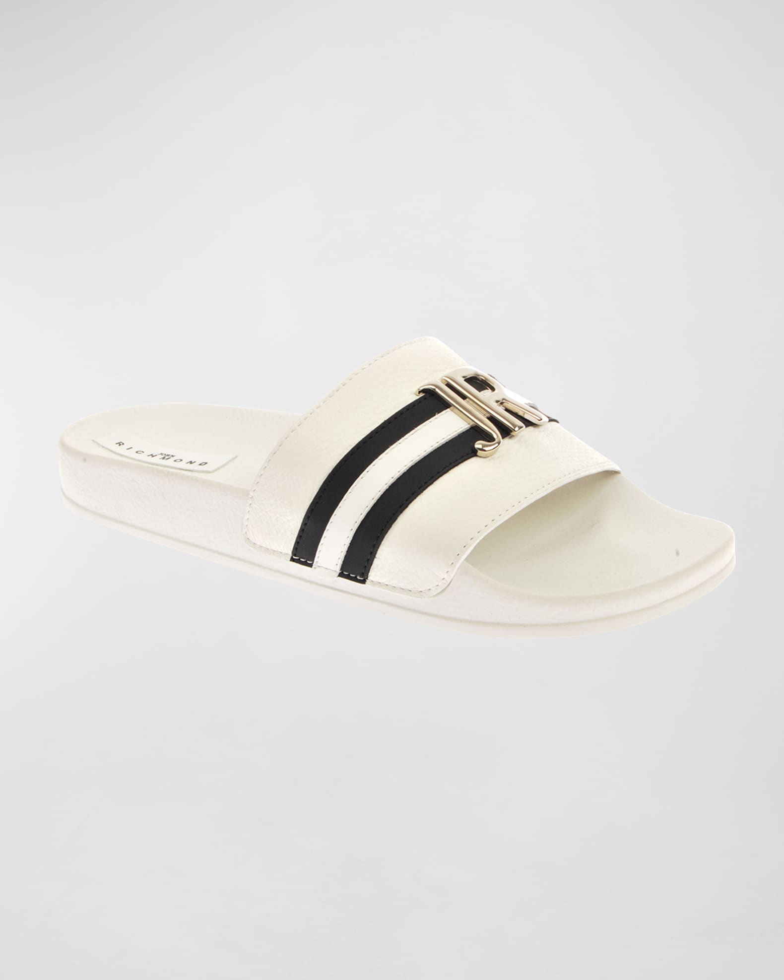 Men's JR-Logo Leather Pool Slides - Thumbnail 2
