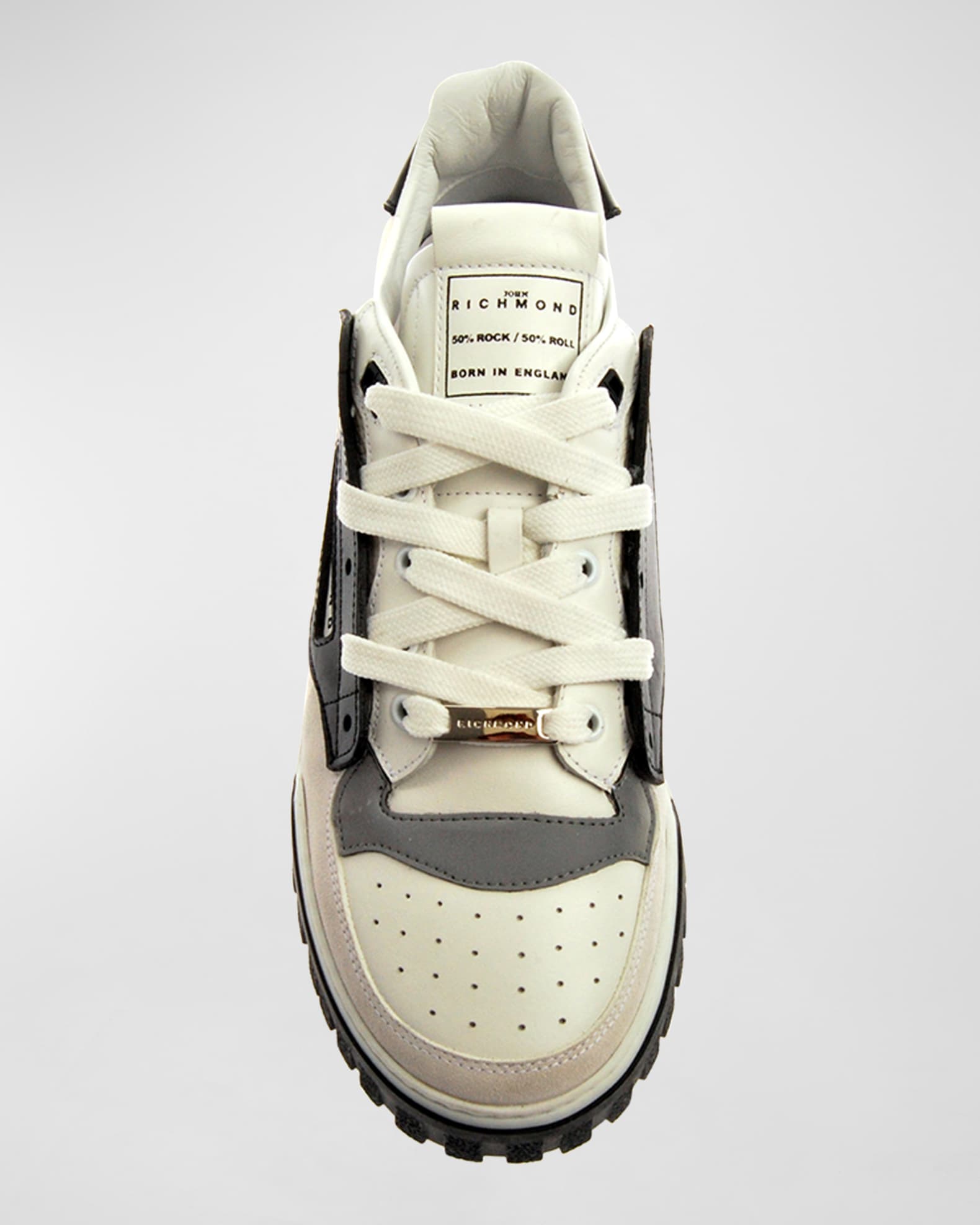 John Richmond Men's Leather-Suede Low-Top Sneakers | Neiman Marcus