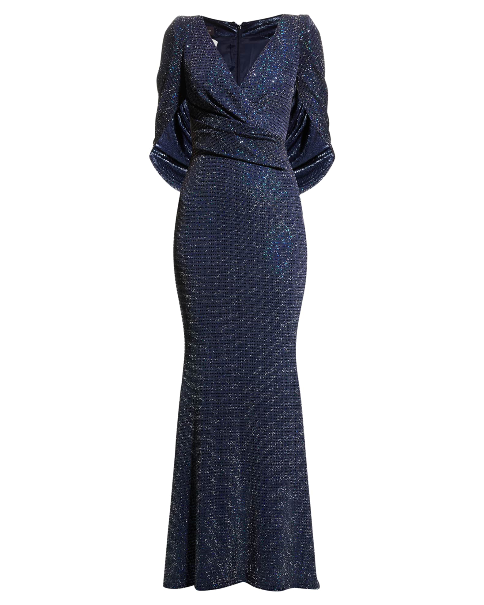 Talbot Runhof Rosin Metallic Sequin Draped Gown | Neiman Marcus