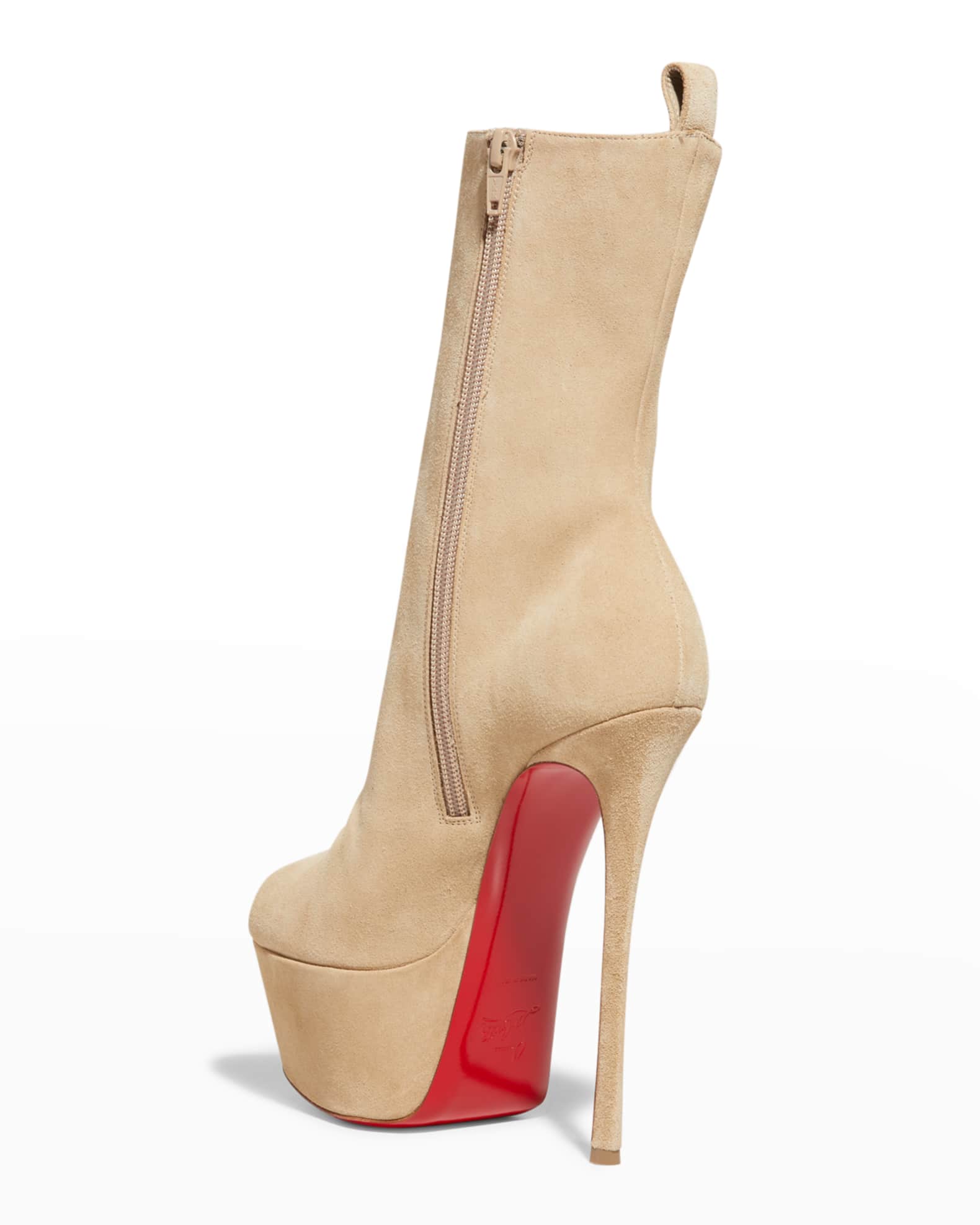 Christian Louboutin Dolly Leather Red Sole Platform Booties