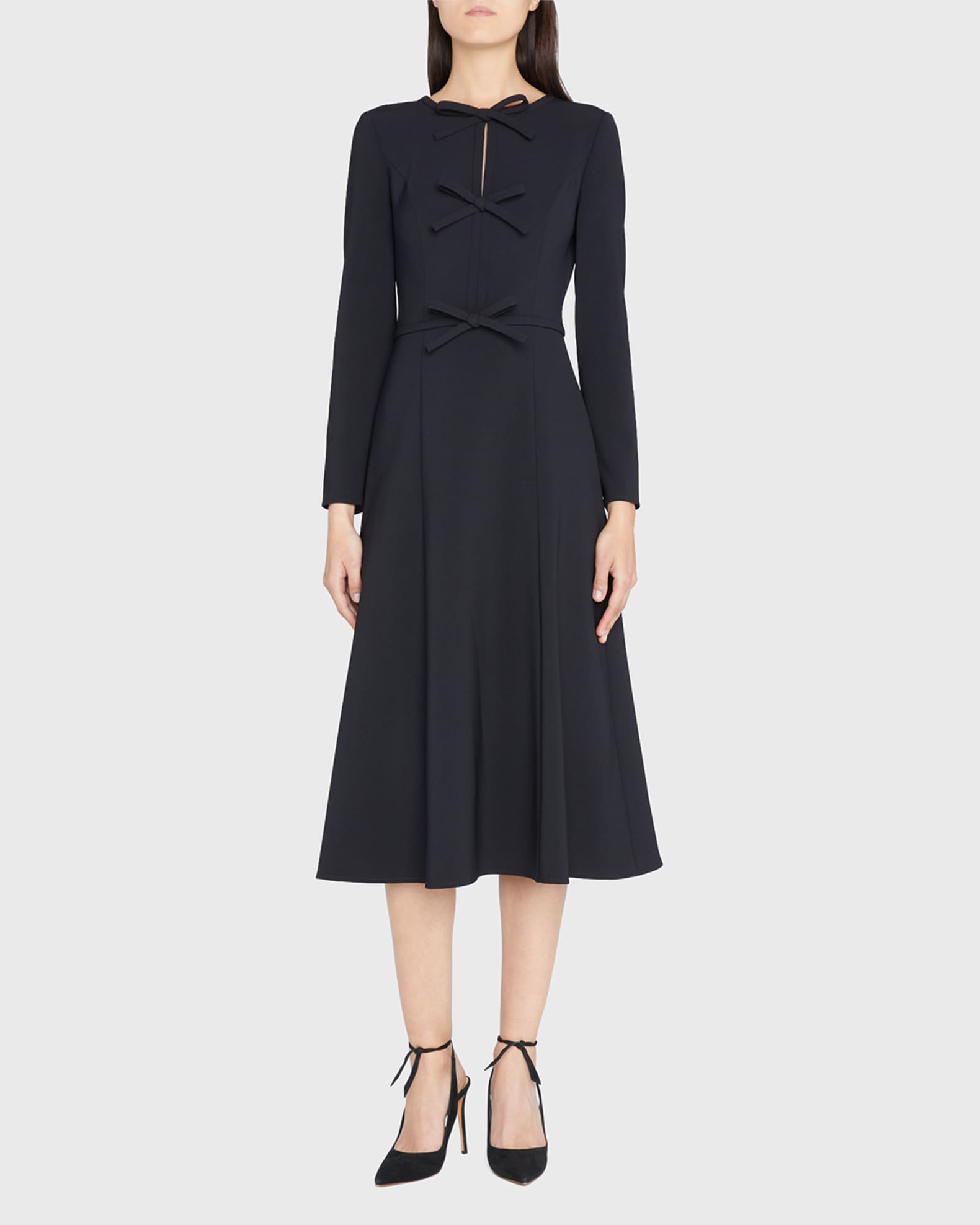 Triple Bow Keyhole-Front Midi Dress 1
