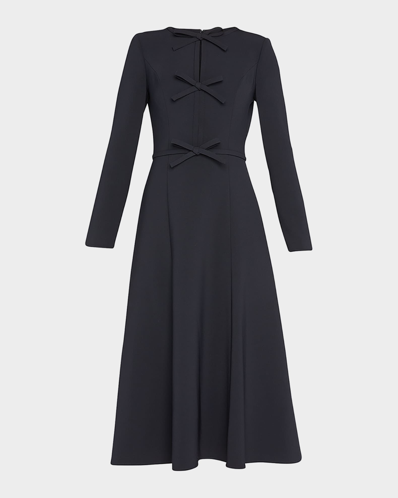 Triple Bow Keyhole-Front Midi Dress 0