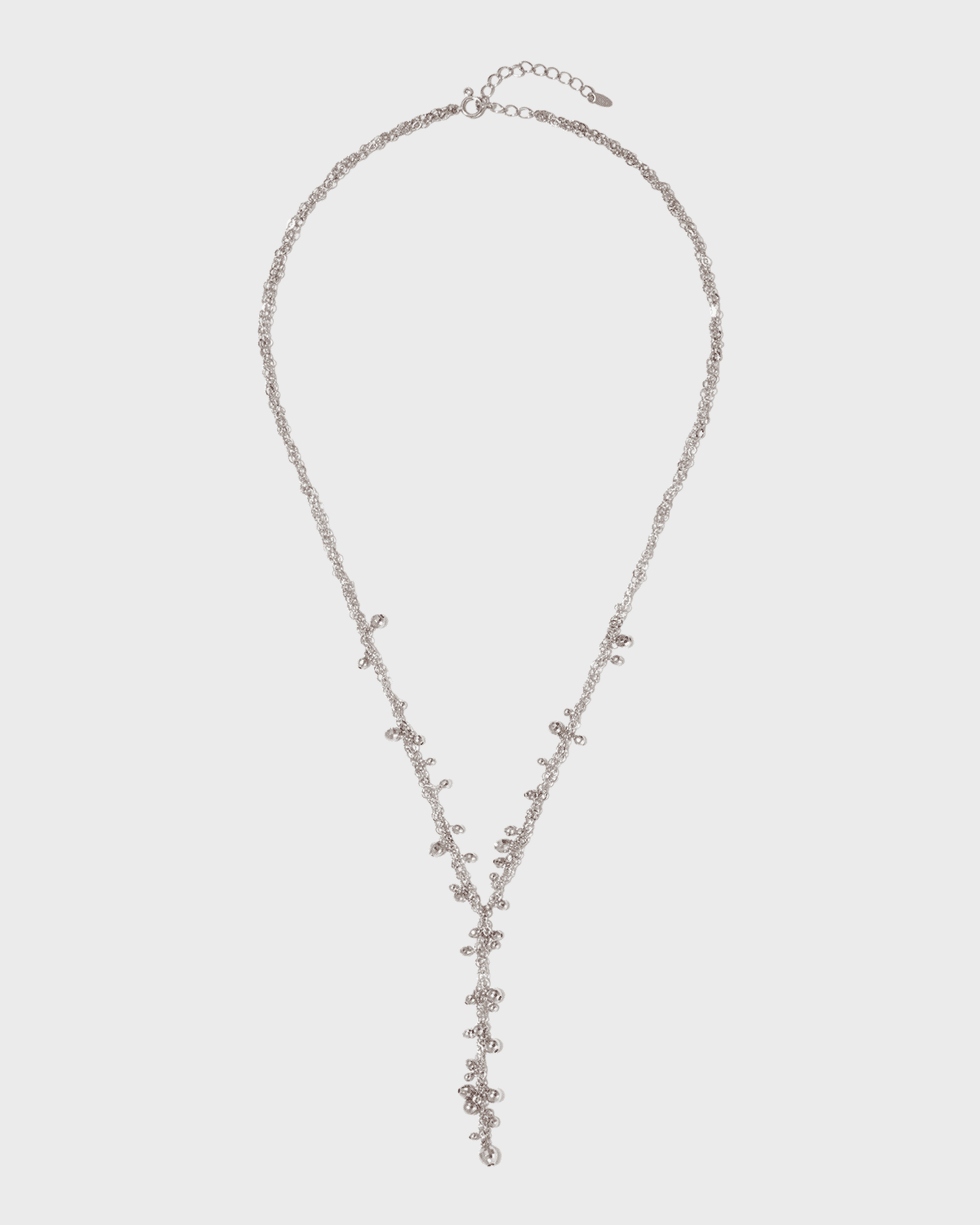 Platinum Beaded Y-Drop Necklace 0