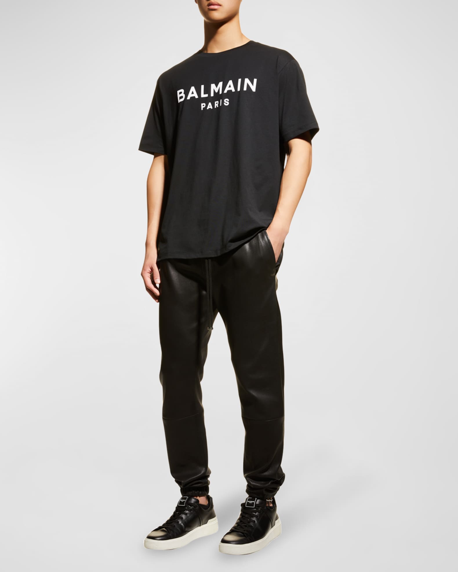 Balmain Men's Logo Crew T-Shirt | Neiman Marcus