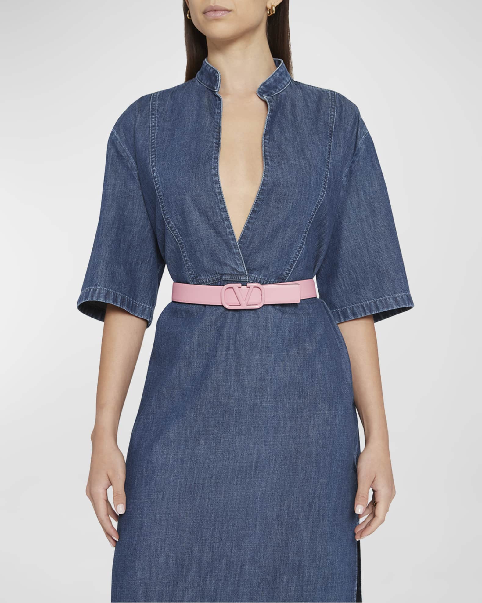 Valentino Garavani VLOGO Leather Buckle Belt