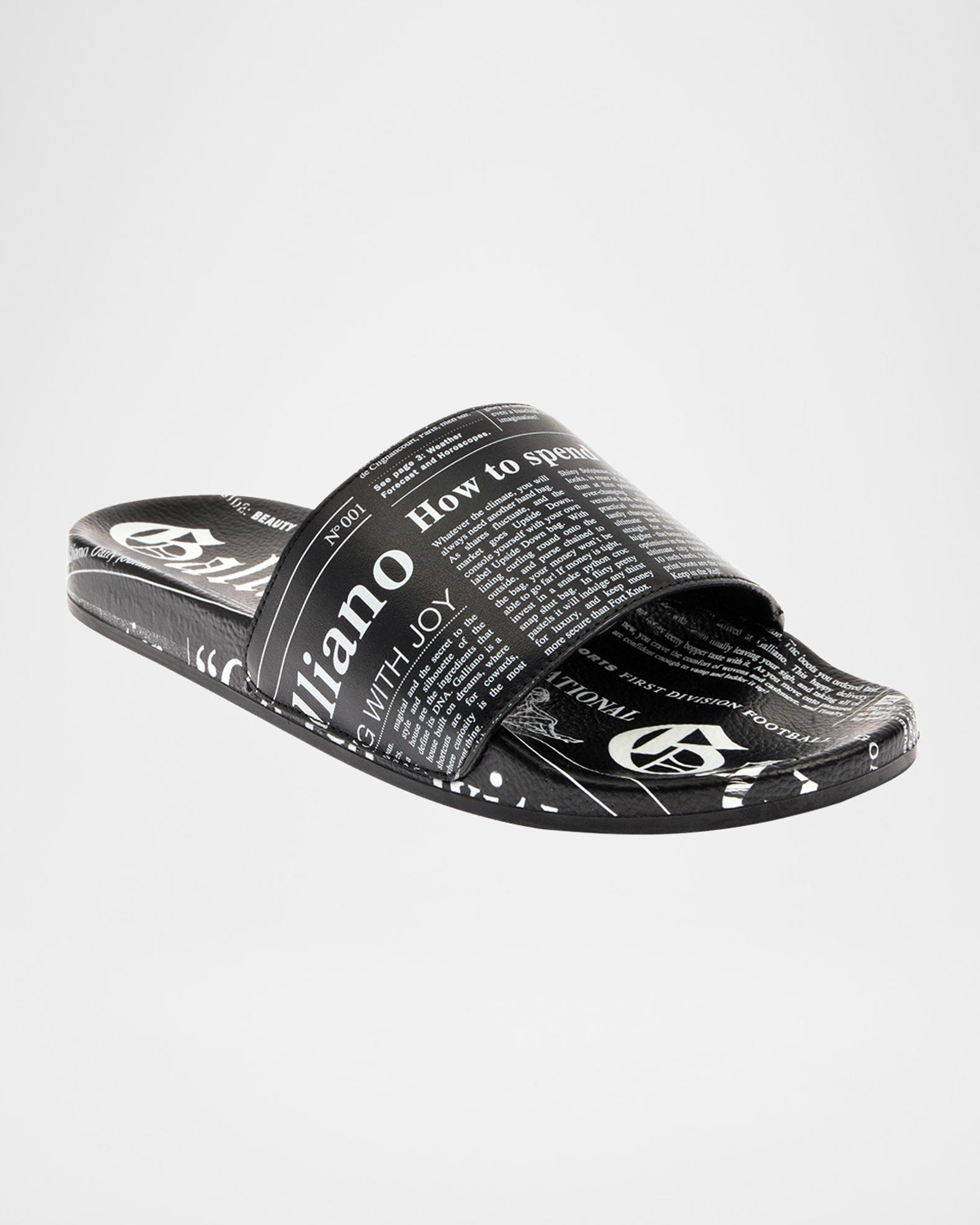 ジョンガリアーノ　ミュール John Galliano Paris Men's Gazette-Print Leather Pool Slides