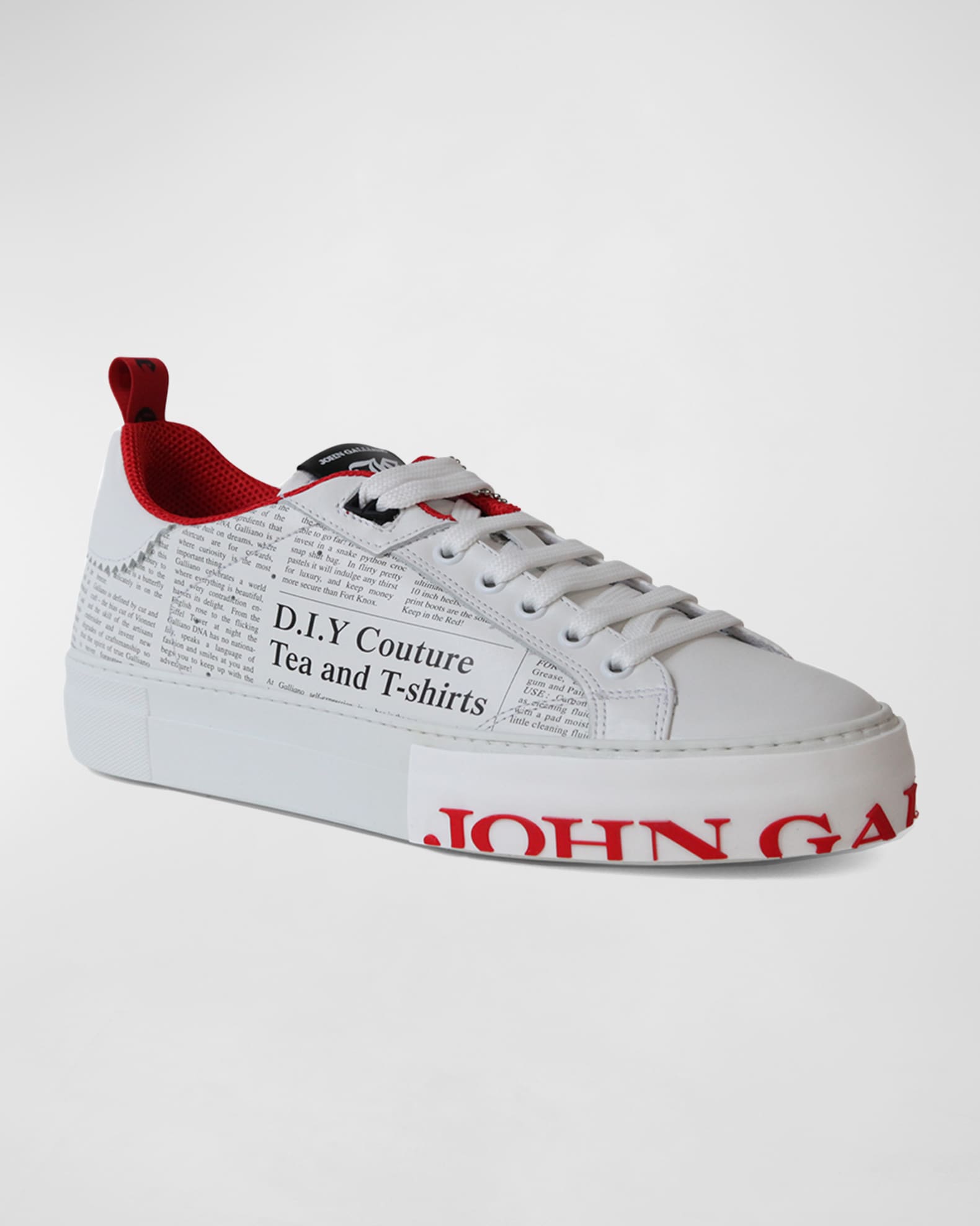 John Galliano Paris Men's Neon Logo Leather Low-Top Sneakers