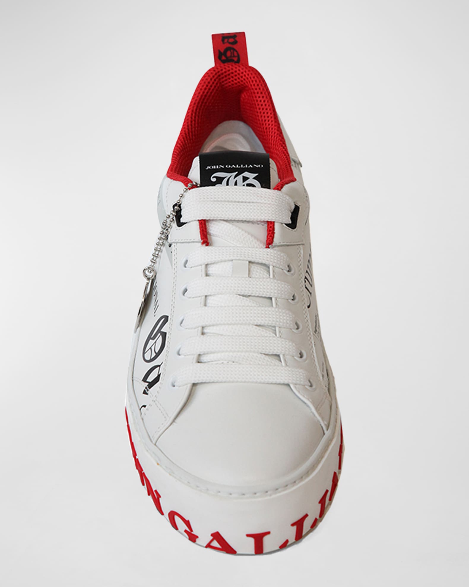  John Galliano Paris Men's YM Textured Sneakers White/Black US  12 EU 45