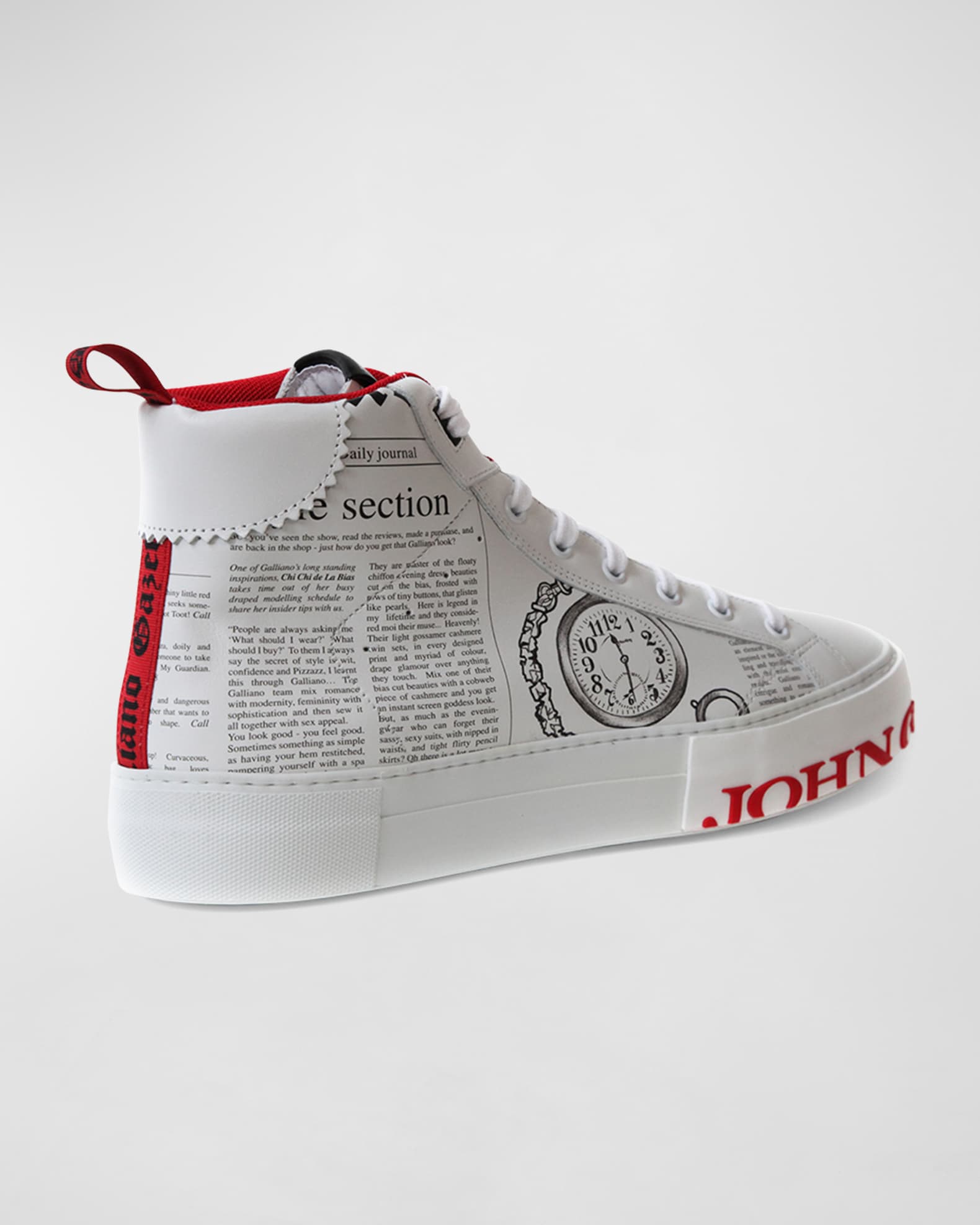John Galliano Gazette Newspaper Print High-top Sneakers in White for Men