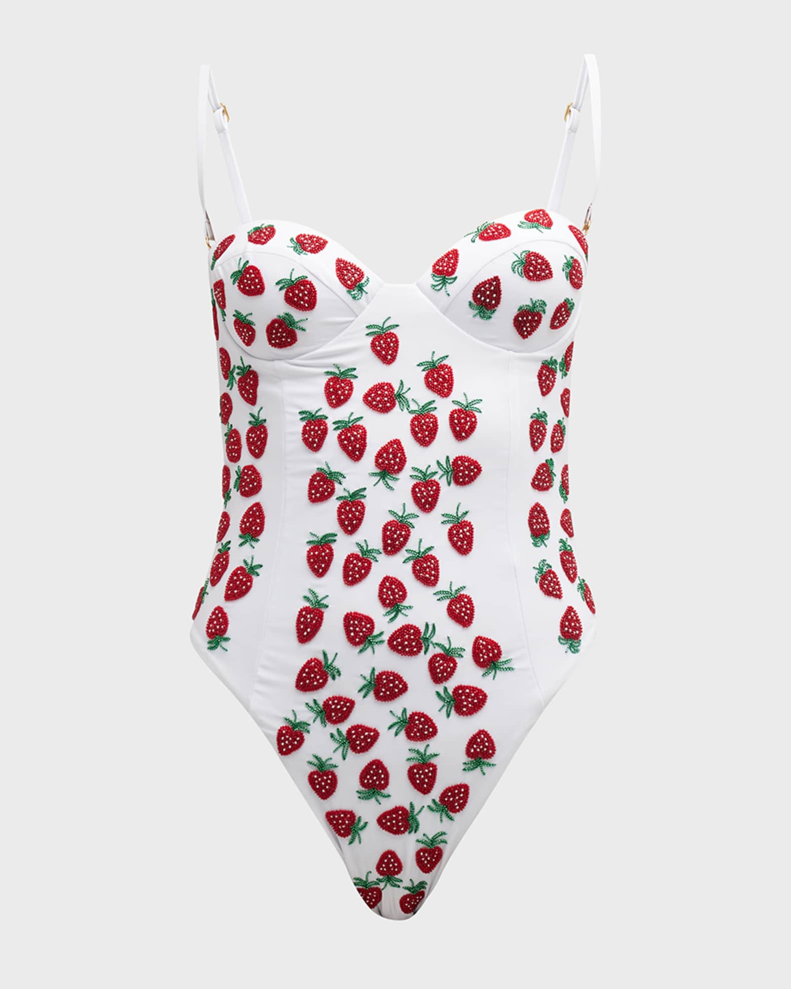 Oceanus Alice Beaded Strawberry OnePiece Swimsuit Neiman Marcus