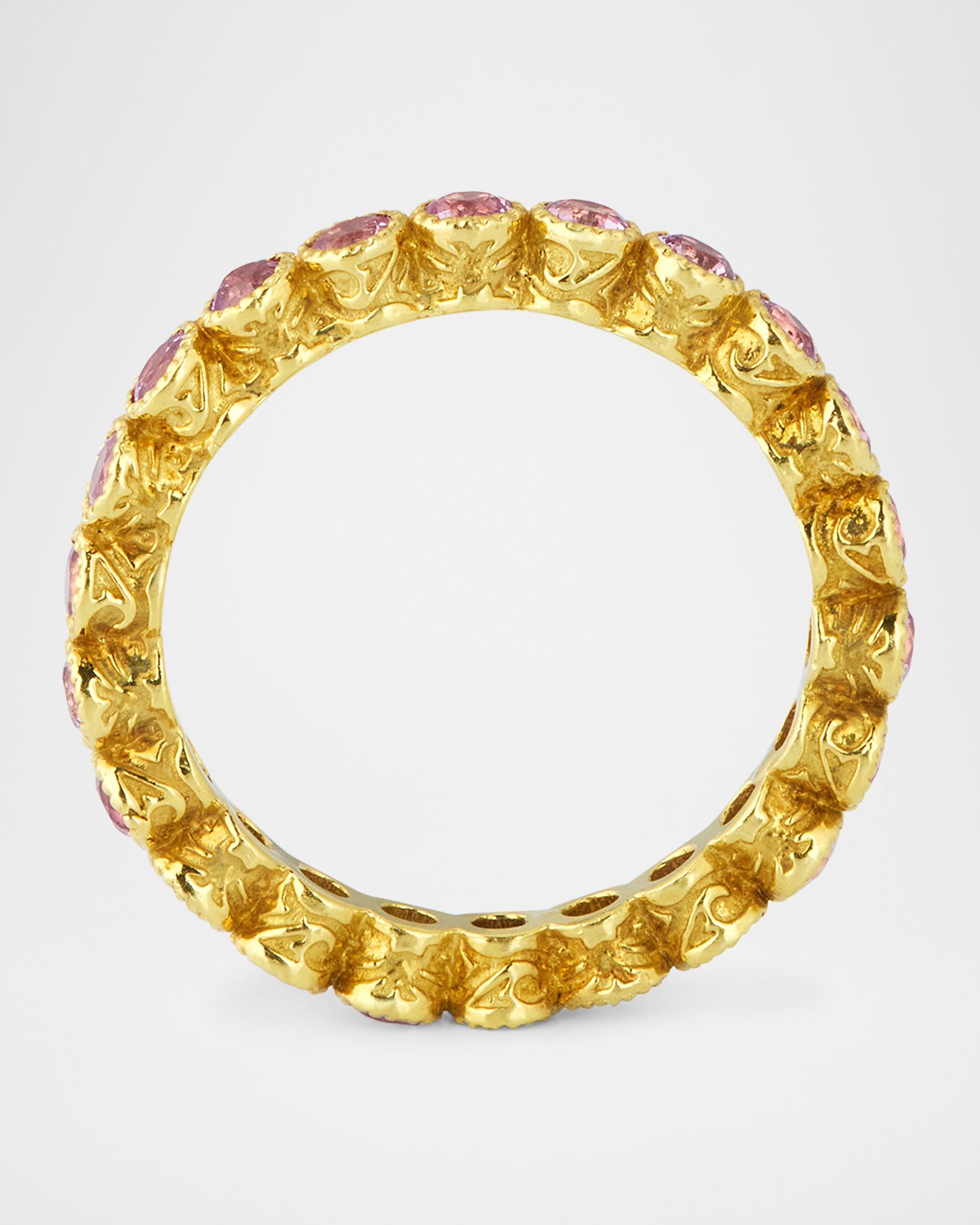 Tanya Farah 18K Yellow Gold Modern Etruscan Pink Sapphire Stack Ring ...