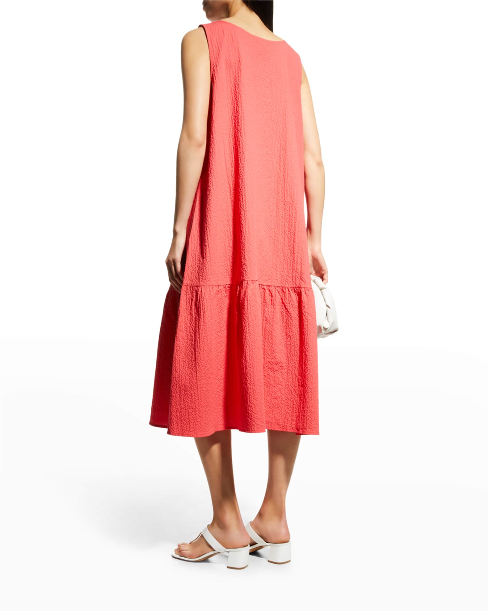 Eileen Fisher Pucker Tiered Dress | Neiman Marcus