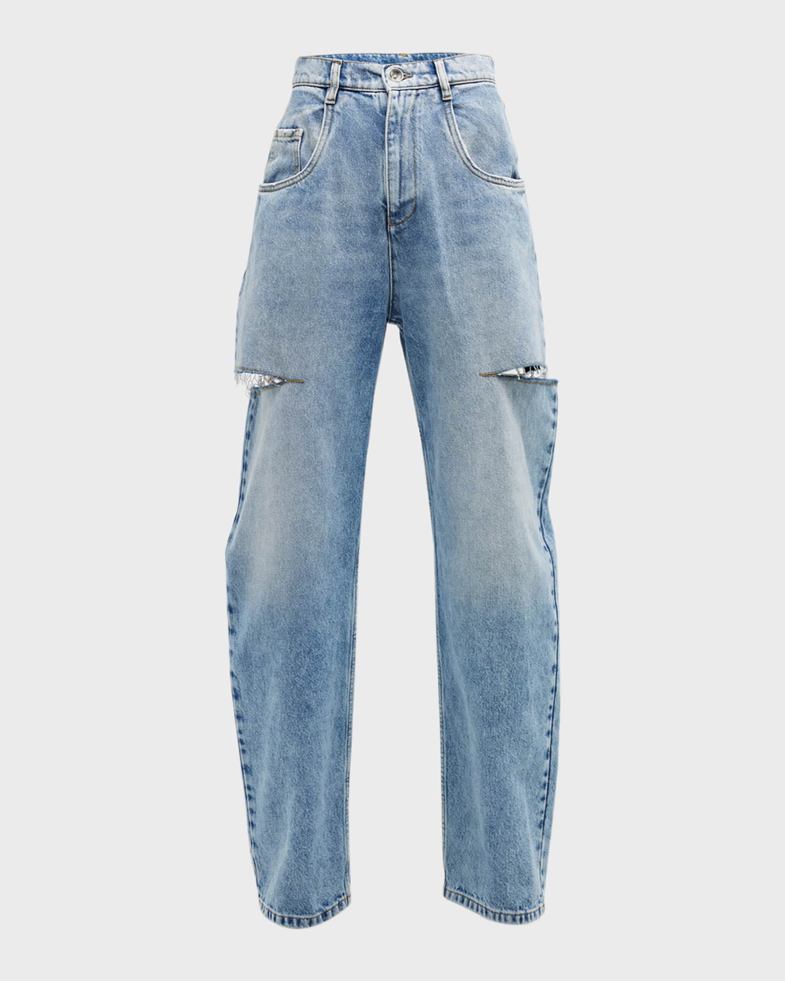 Maison Margiela Slash-Sides Wide-Leg Denim Pants | Neiman Marcus