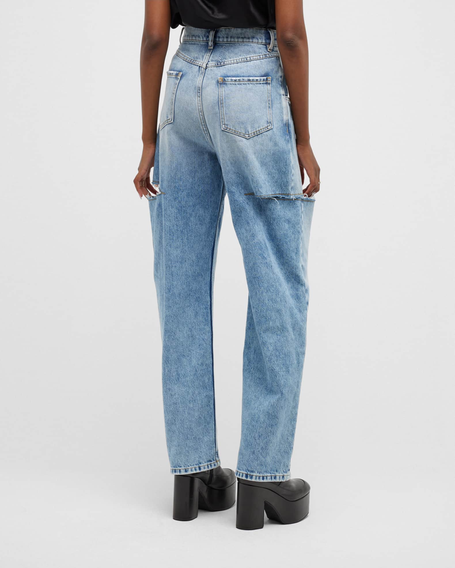 Maison Margiela Slash-Sides Wide-Leg Denim Pants | Neiman Marcus