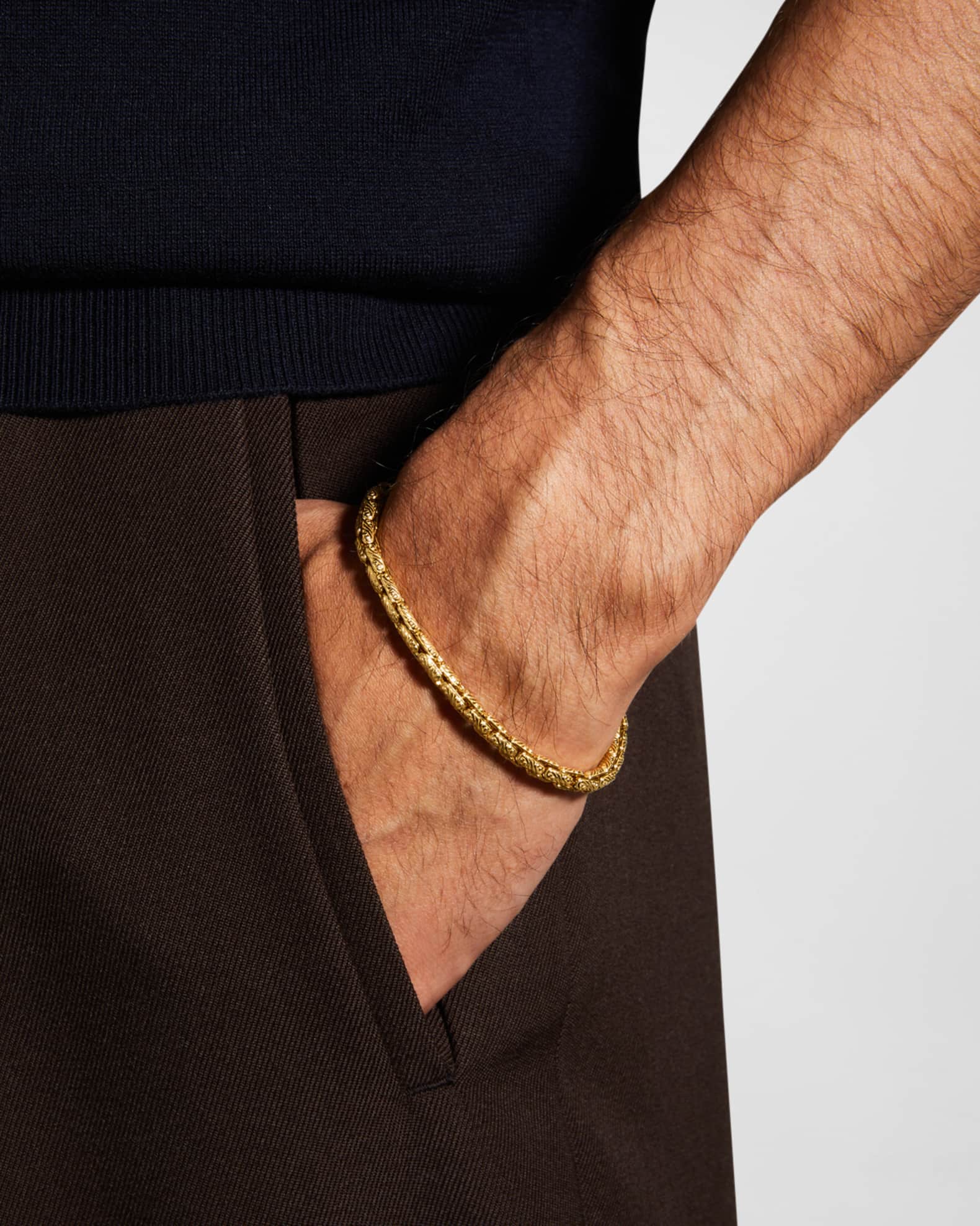 Men's 18k Yellow Gold Filigree Chain Bracelet 1