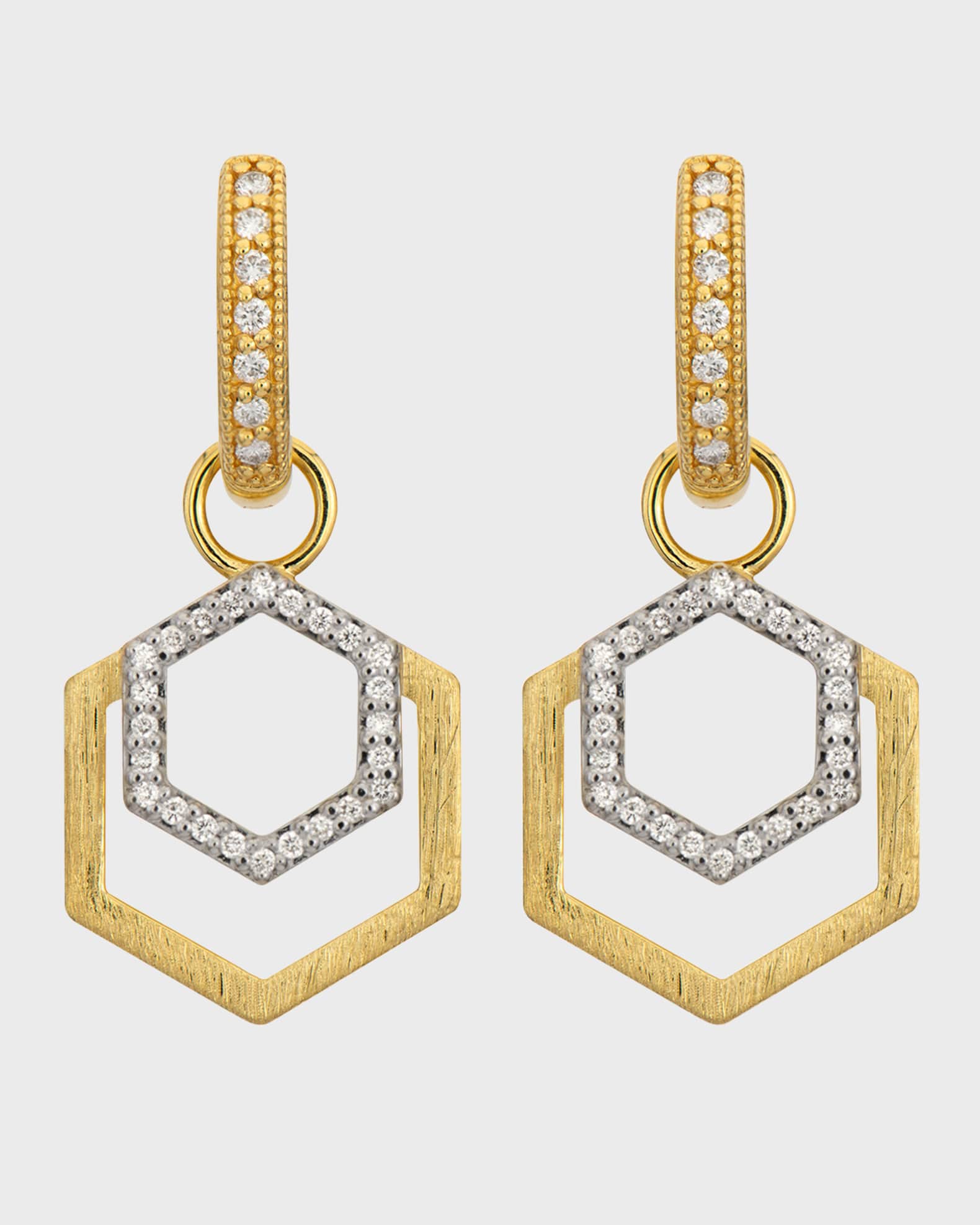 Lisse Open Duo Hexagon Diamond Earring Charms 0