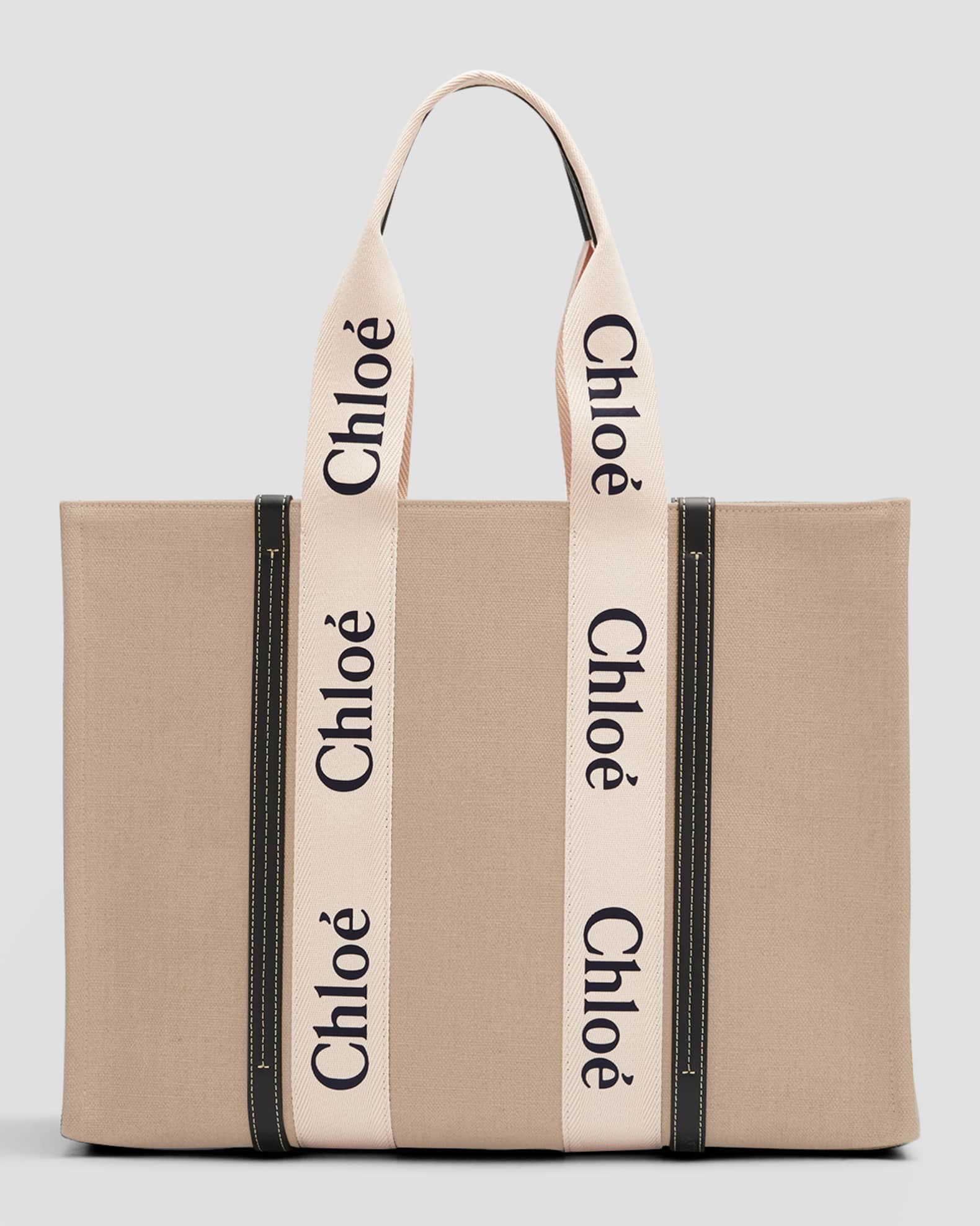 Chloe Woody Large Tote Bag in Linen | Neiman Marcus