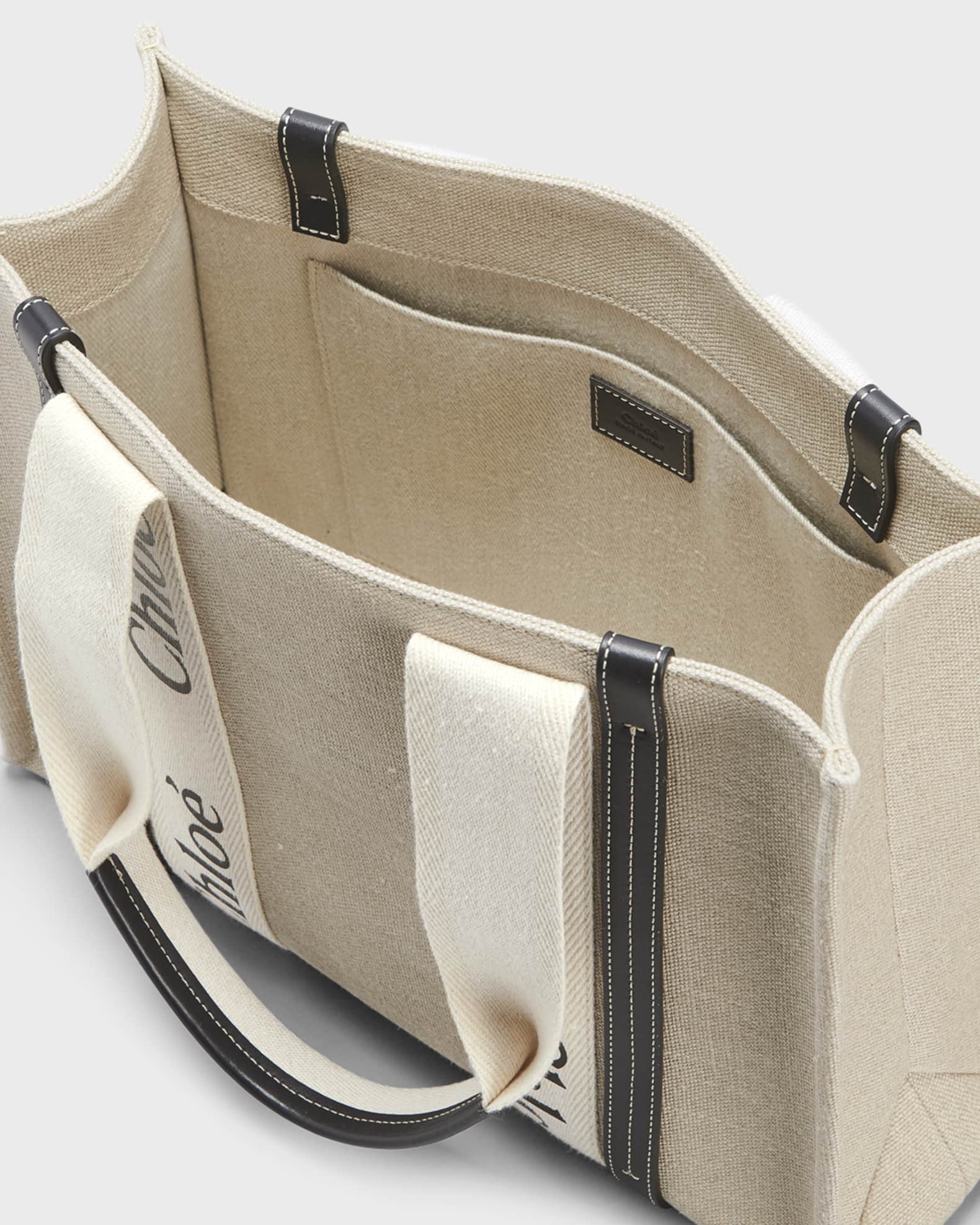 トートバッグ CHLOE Multicolor Linen Medium Woody Shopping Bag Chloé Multicolor Linen Woody Shopping Bag | italist, ALWAYS